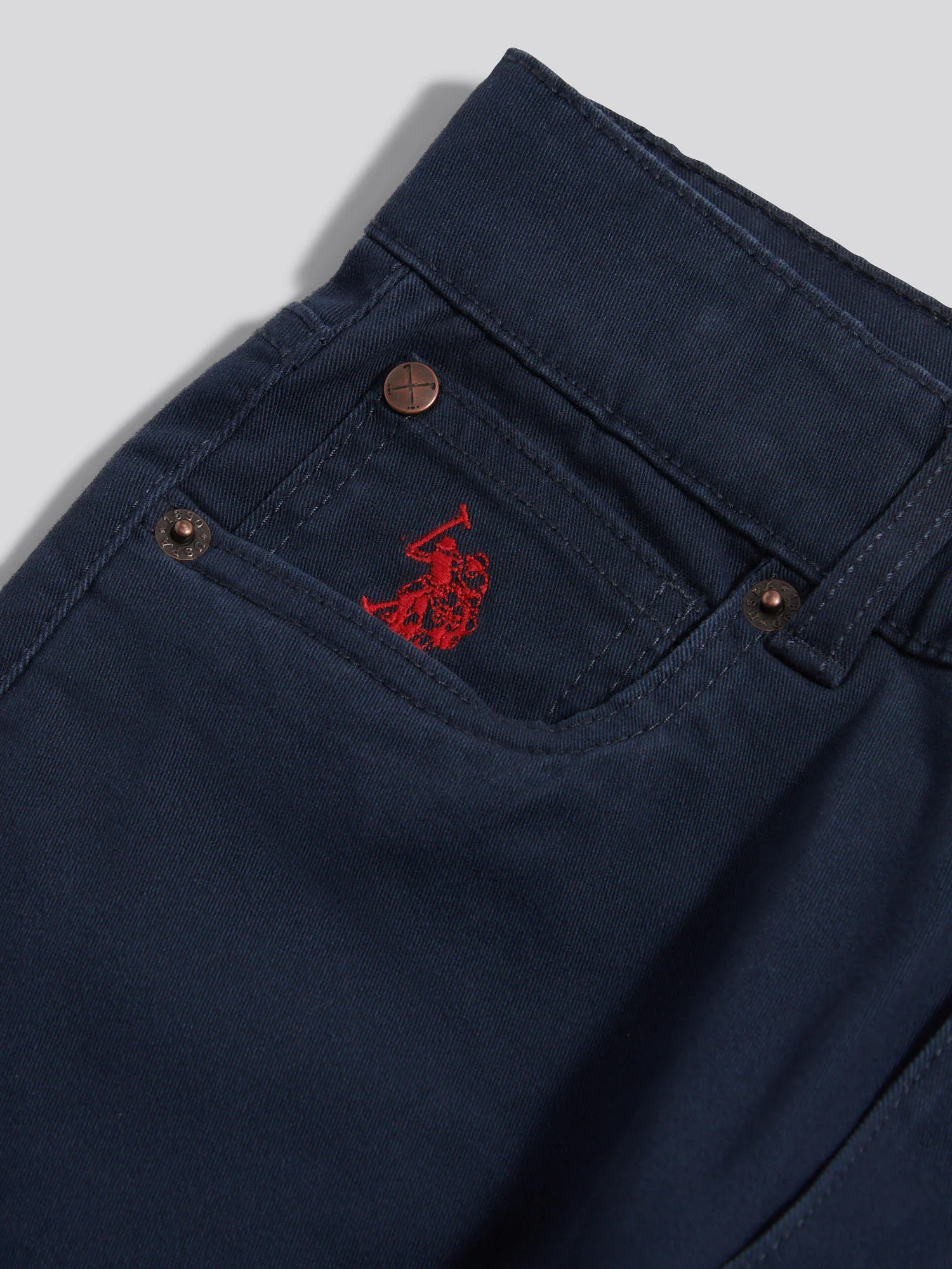 Boys Core 5 Pocket Trouser in Dark Sapphire Navy / Haute Red DHM - Image 9