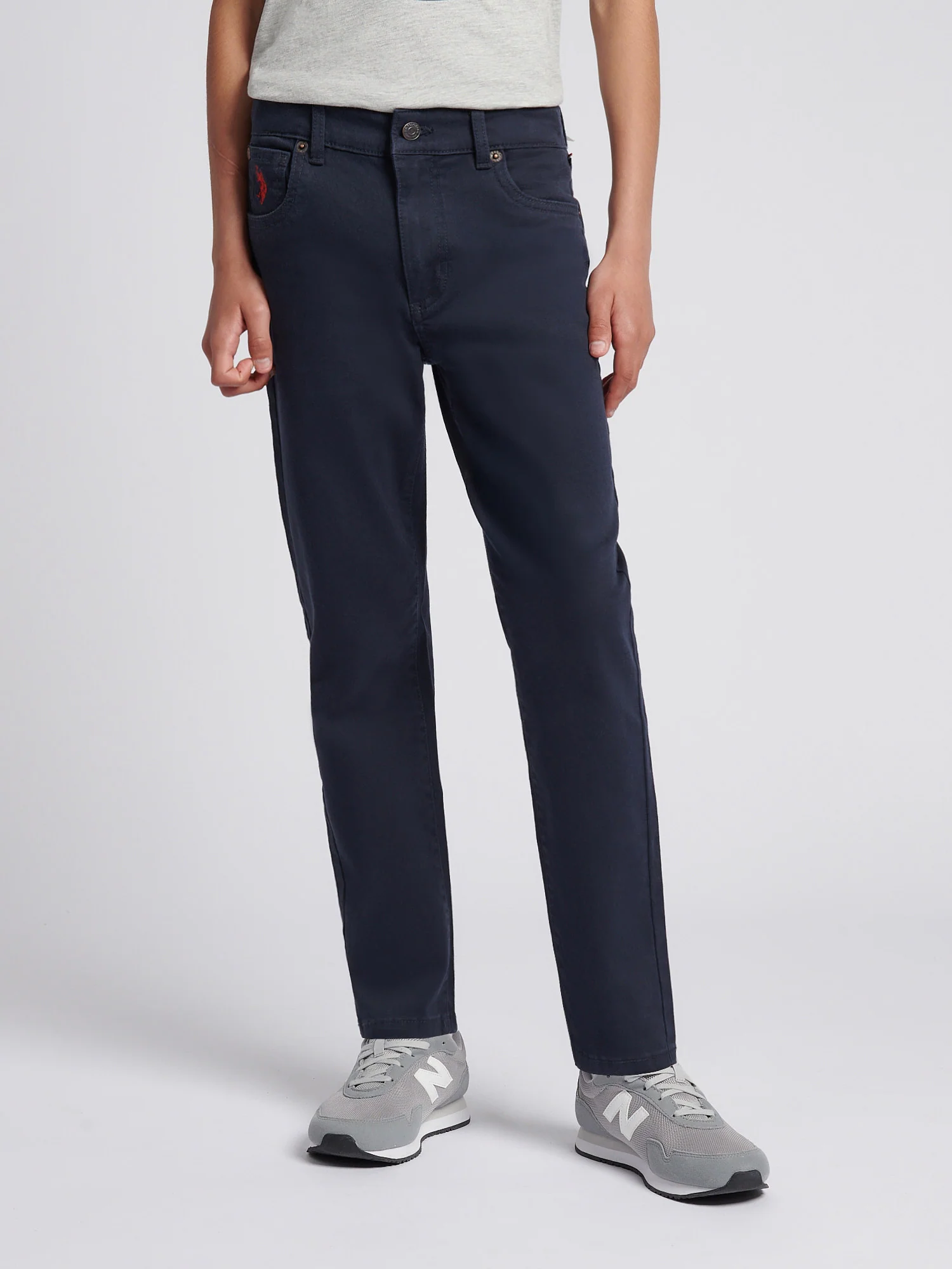 Boys Core 5 Pocket Trouser in Dark Sapphire Navy / Haute Red DHM