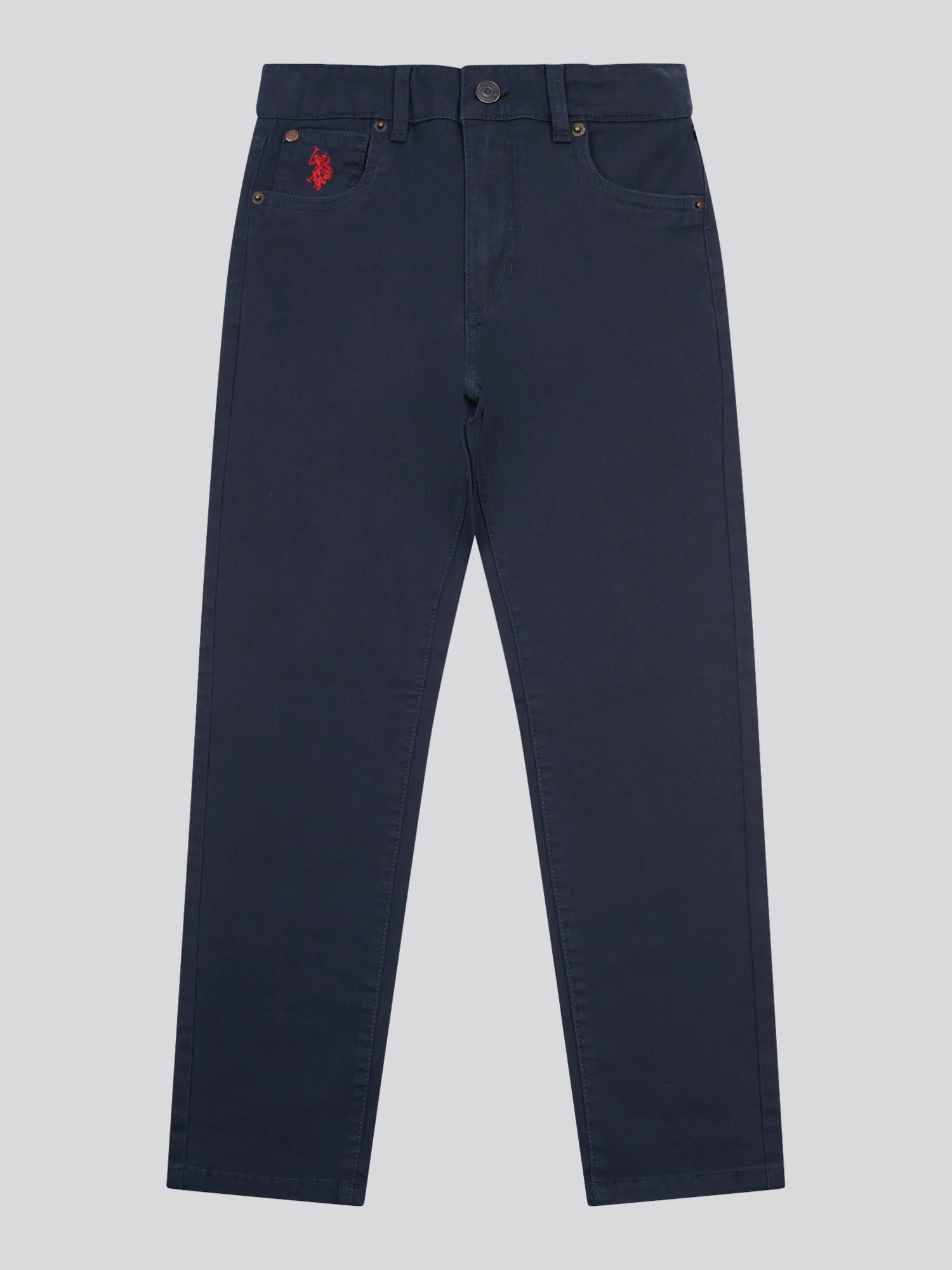 Boys Core 5 Pocket Trouser in Dark Sapphire Navy / Haute Red DHM - Image 6