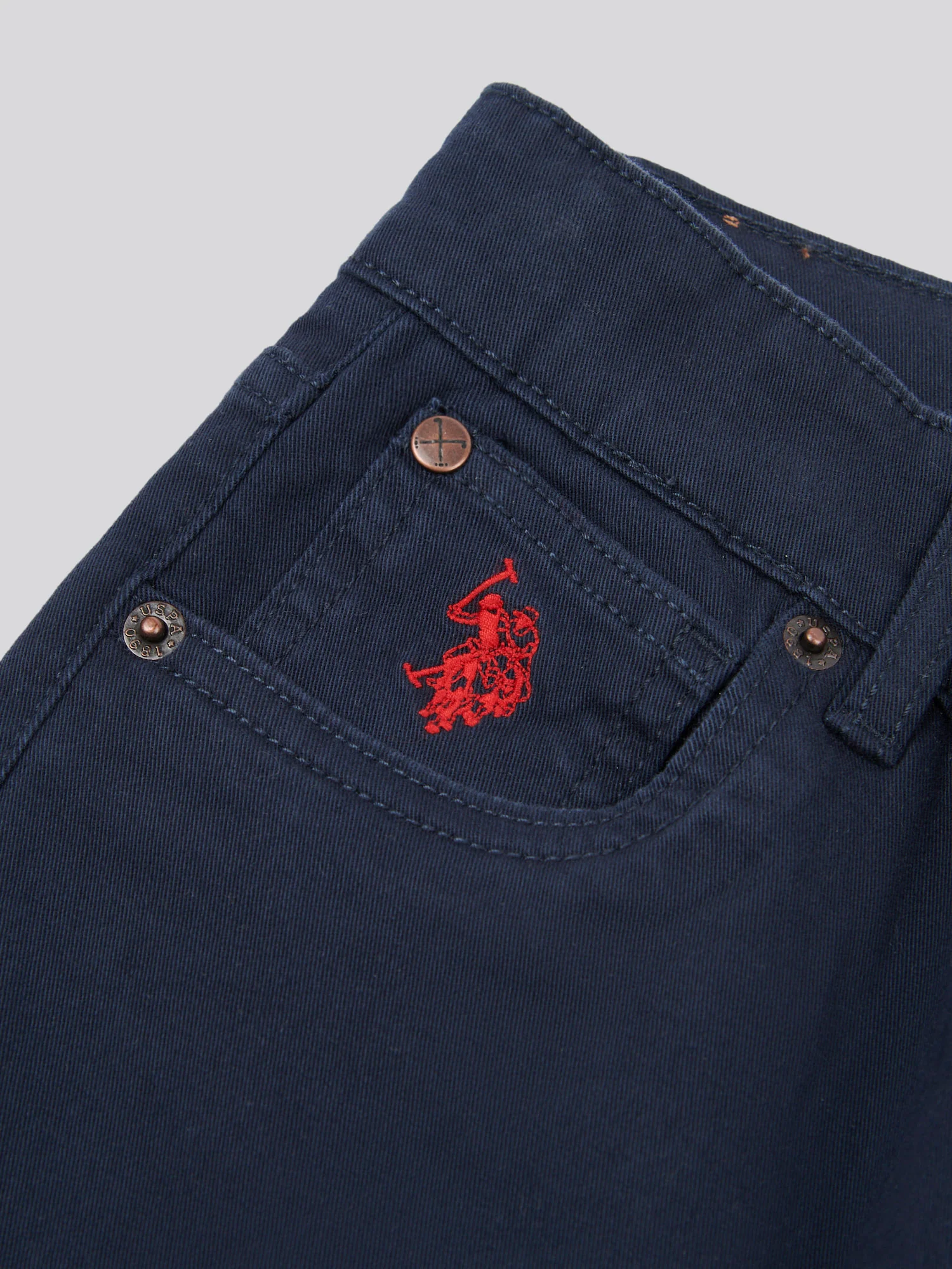 Boys Core 5 Pocket Trouser in Dark Sapphire Navy / Haute Red DHM - Image 8