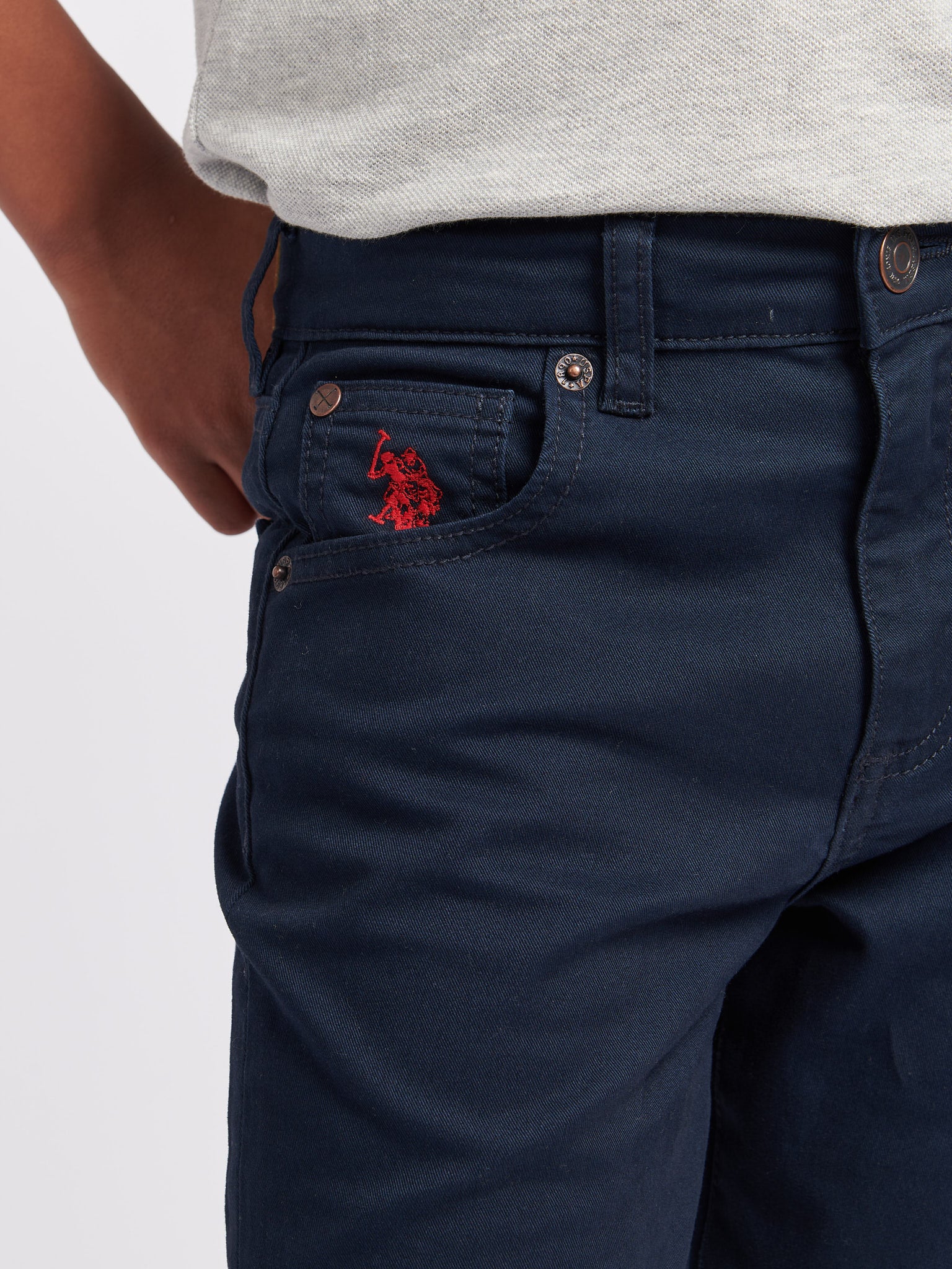 Boys Core 5 Pocket Trouser in Dark Sapphire Navy / Moonlight Blue DHM - Image 2