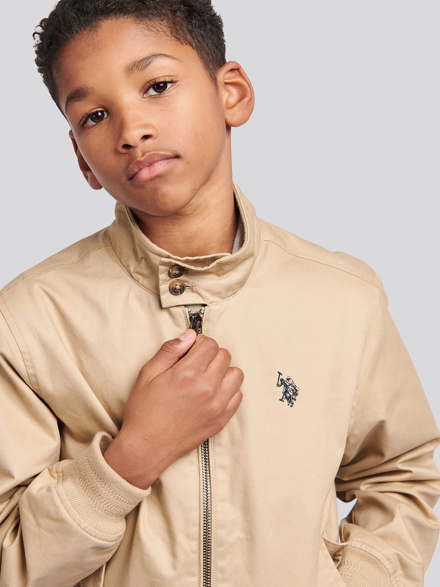 Boys Cotton Twill Harrington Jacket in Cornstalk - Image 2