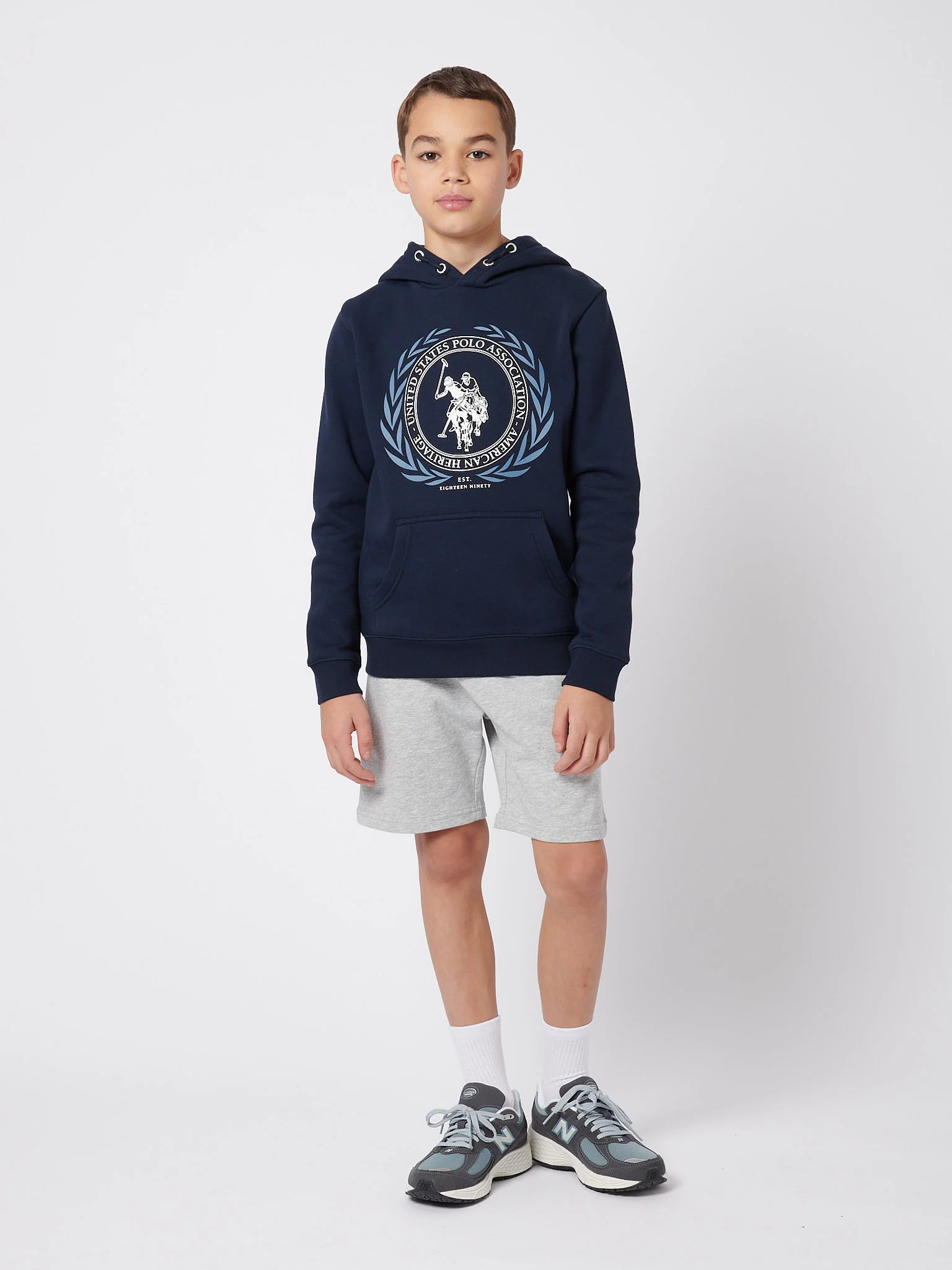 Boys Crest Graphic Hoodie in Dark Sapphire Navy - Image 3