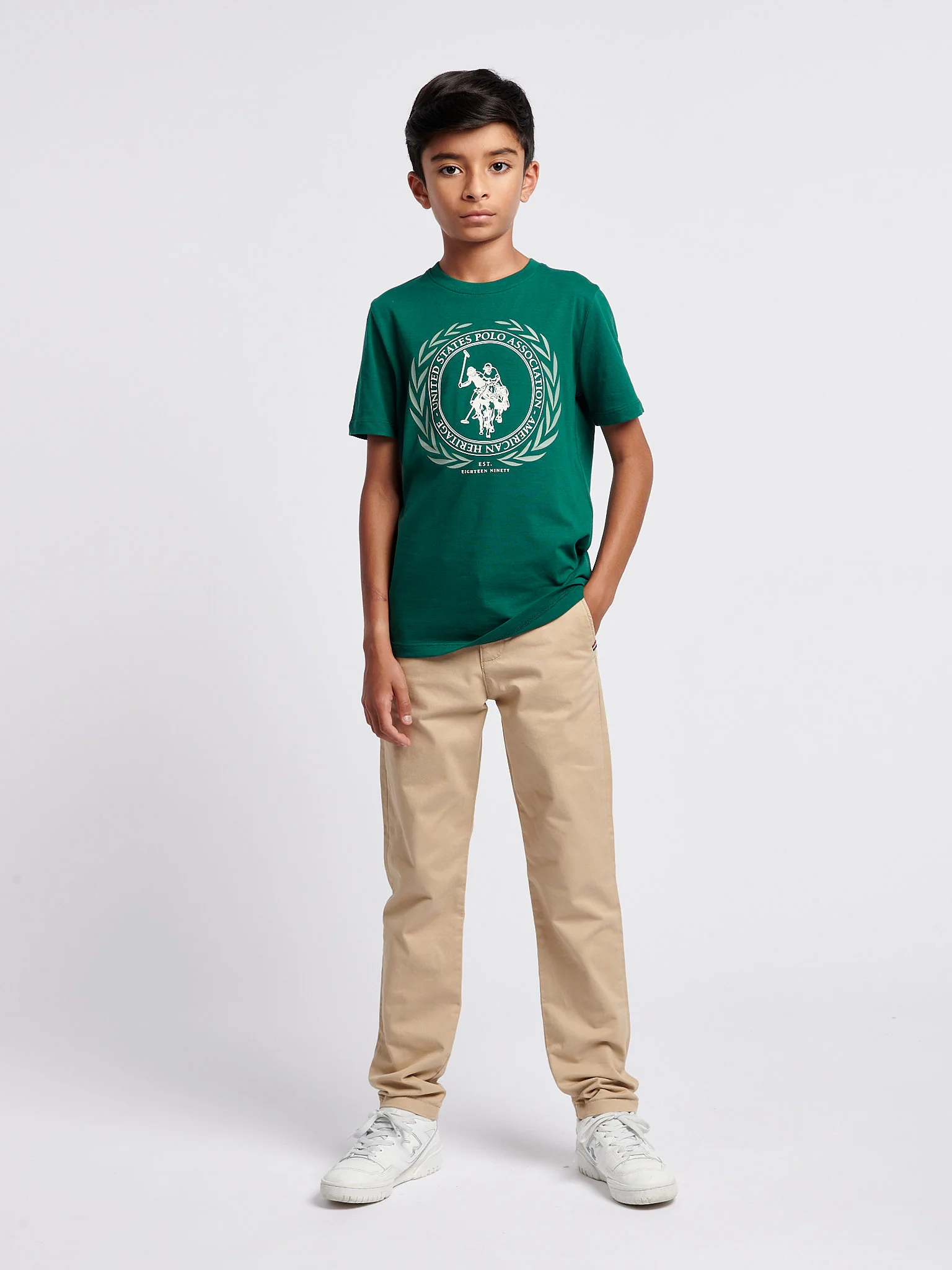 Boys Crest Graphic T-Shirt in Rain Forest - Image 3