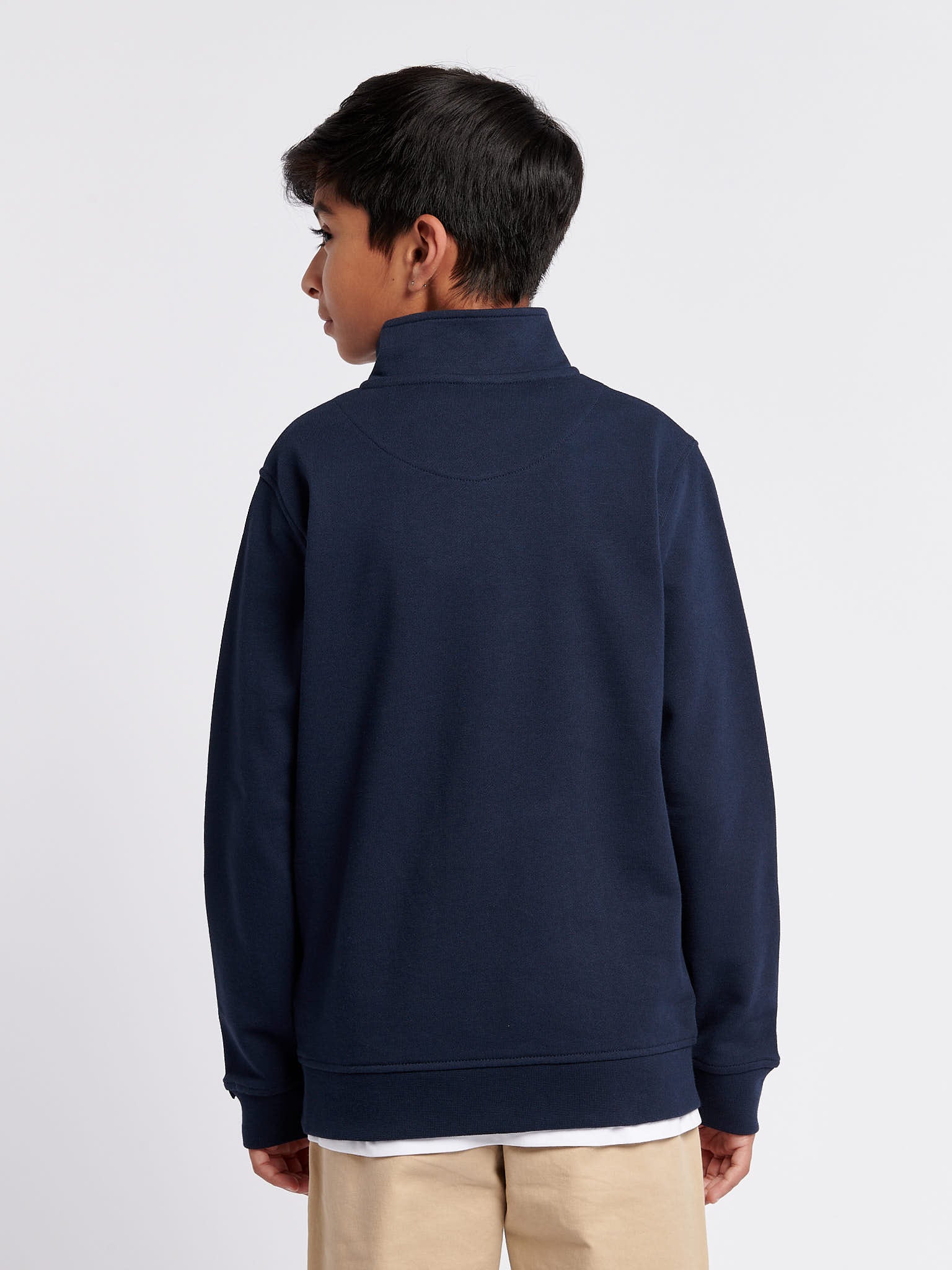 Boys Double Horsemen 1/4 Zip in Dark Sapphire Navy / Haute Red DHM - Image 4