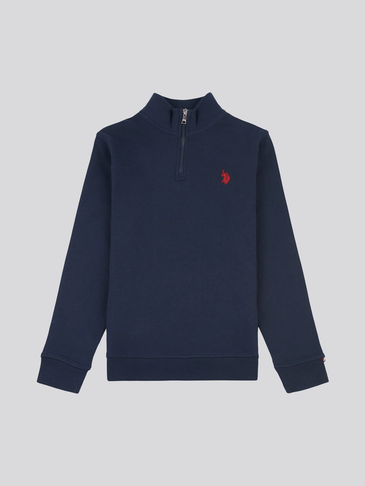 Boys Double Horsemen 1/4 Zip in Dark Sapphire Navy / Haute Red DHM - Image 5