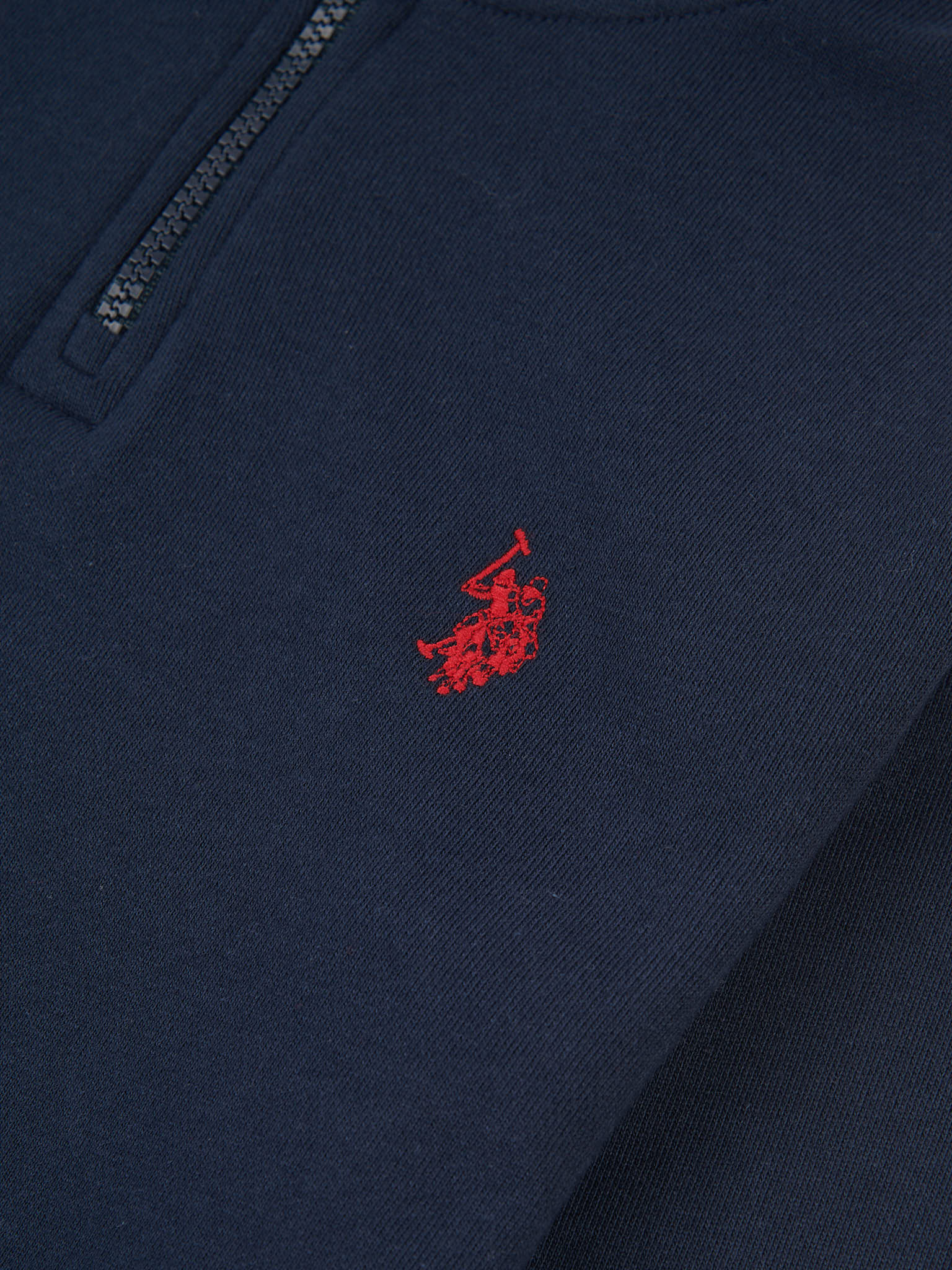 Boys Double Horsemen 1/4 Zip in Dark Sapphire Navy / Haute Red DHM - Image 7