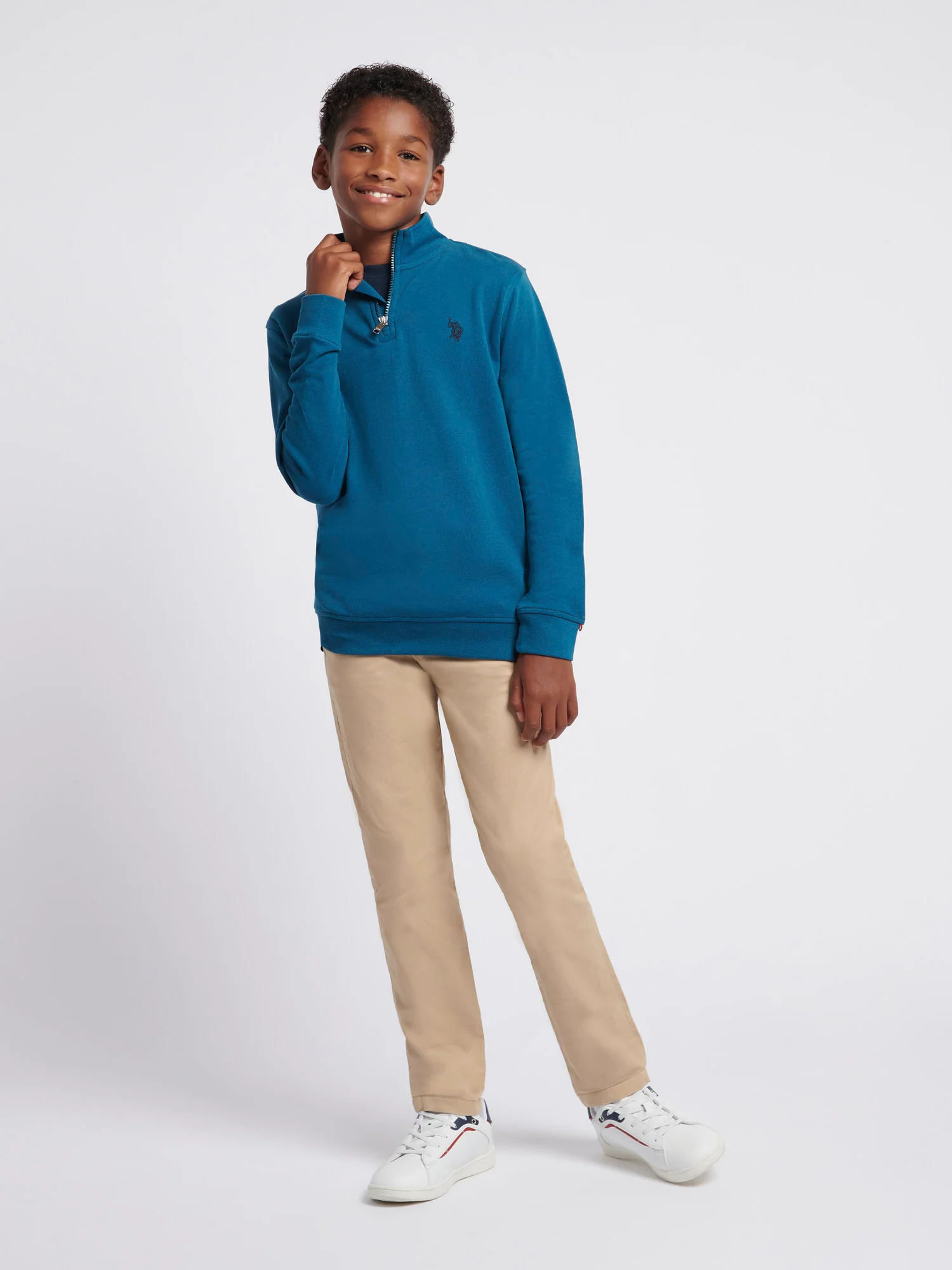 Boys Double Horsemen 1/4 Zip in Legion Blue - Image 3