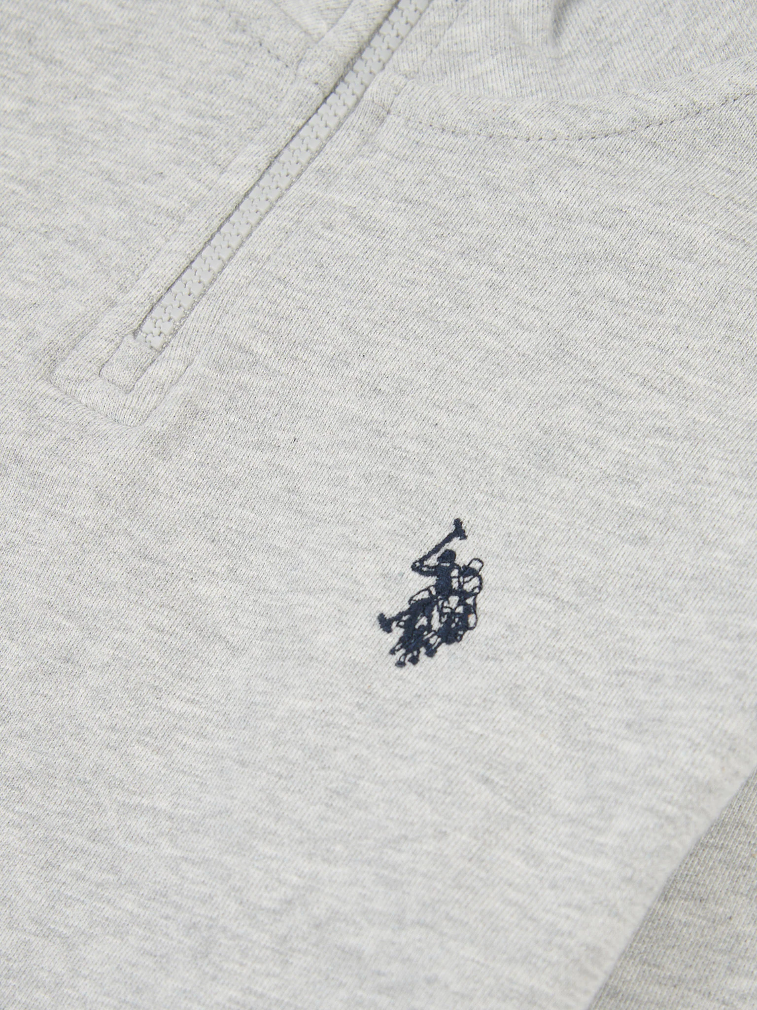 Boys Double Horsemen 1/4 Zip in Mid Grey Marl - Image 7