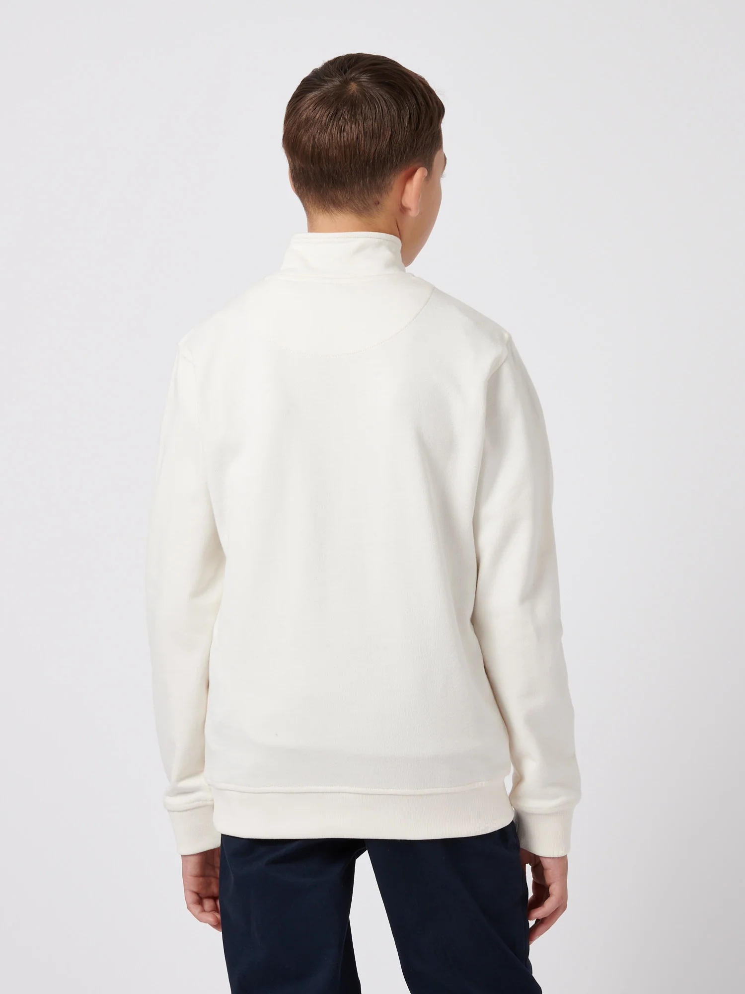 Boys Double Horsemen 1/4 Zip in Whisper White - Image 4