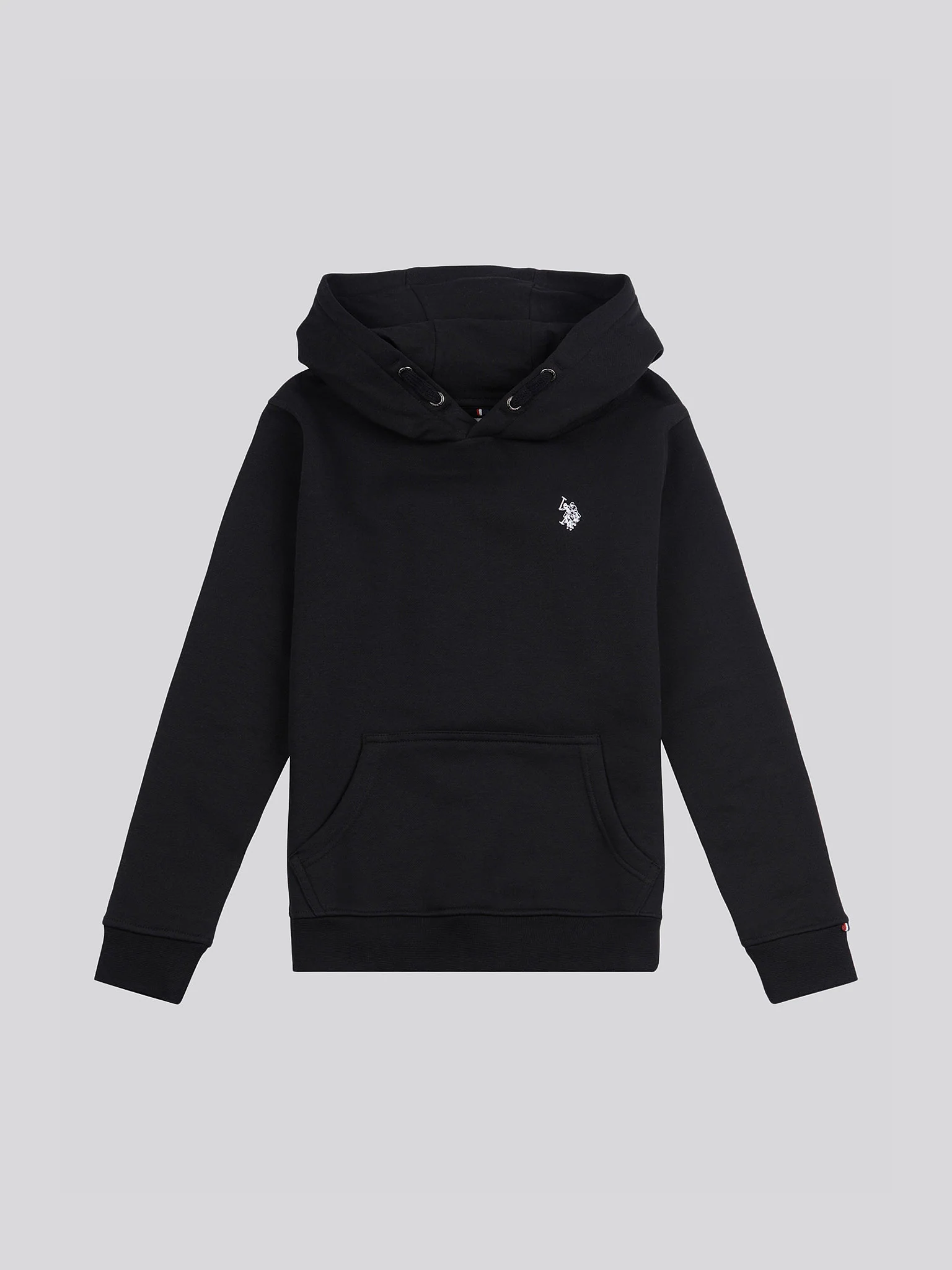 Boys Double Horsemen Brush Back Hoodie in Black Bright White DHM - Image 6