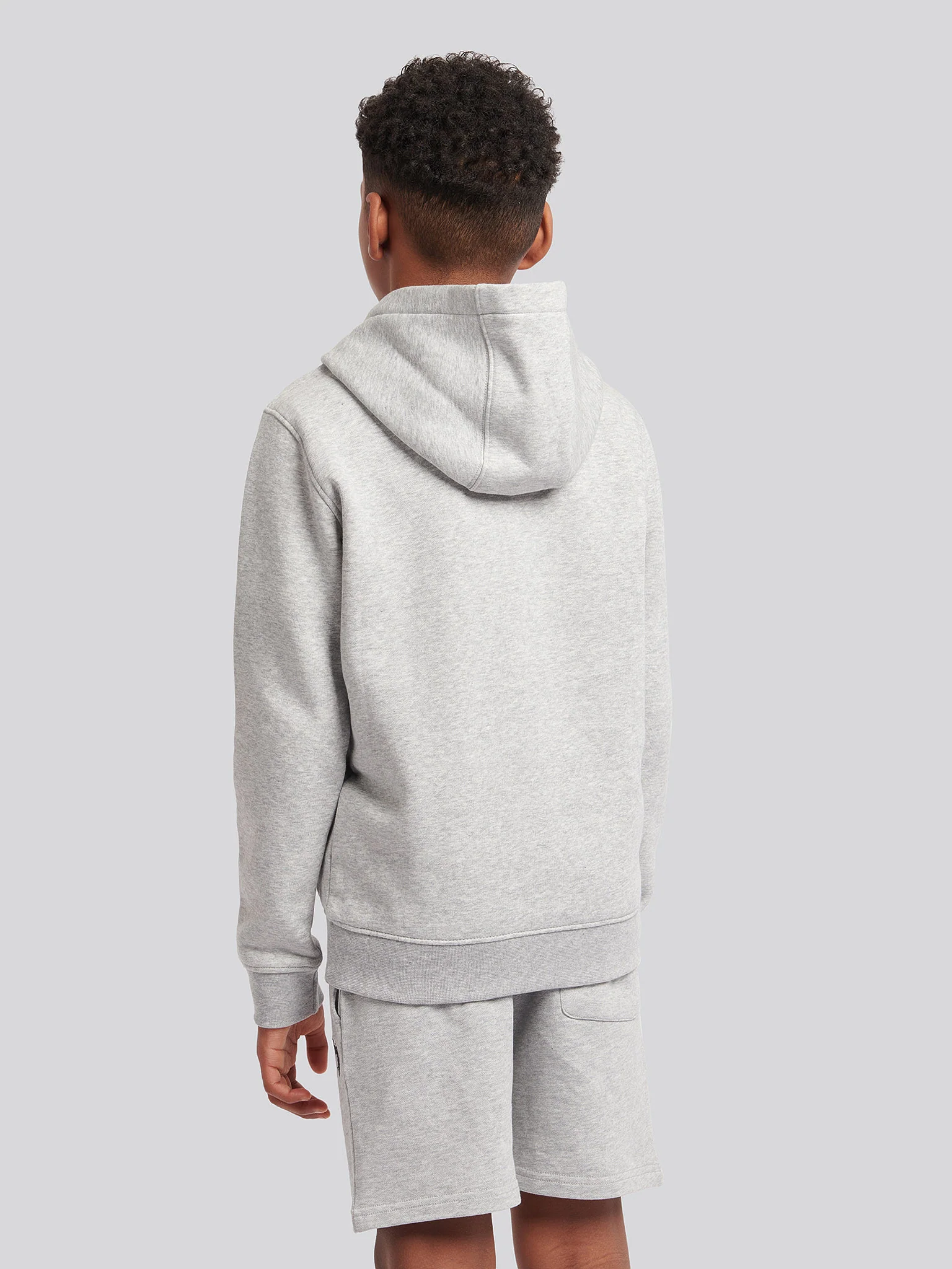 Boys Double Horsemen Brush Back Hoodie in Mid Grey Marl - Image 4