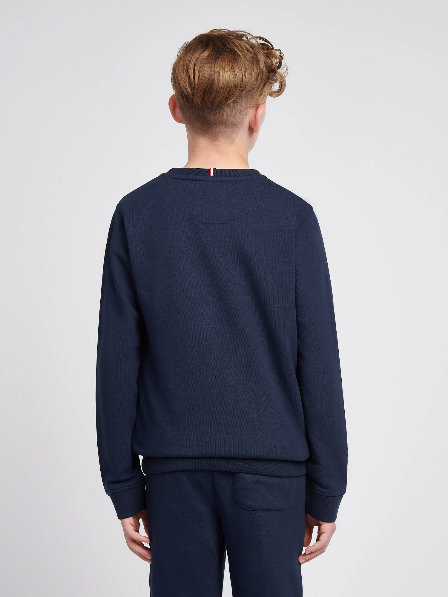 Boys Double Horsemen Crew in Dark Sapphire Navy / Haute Red DHM - Image 4
