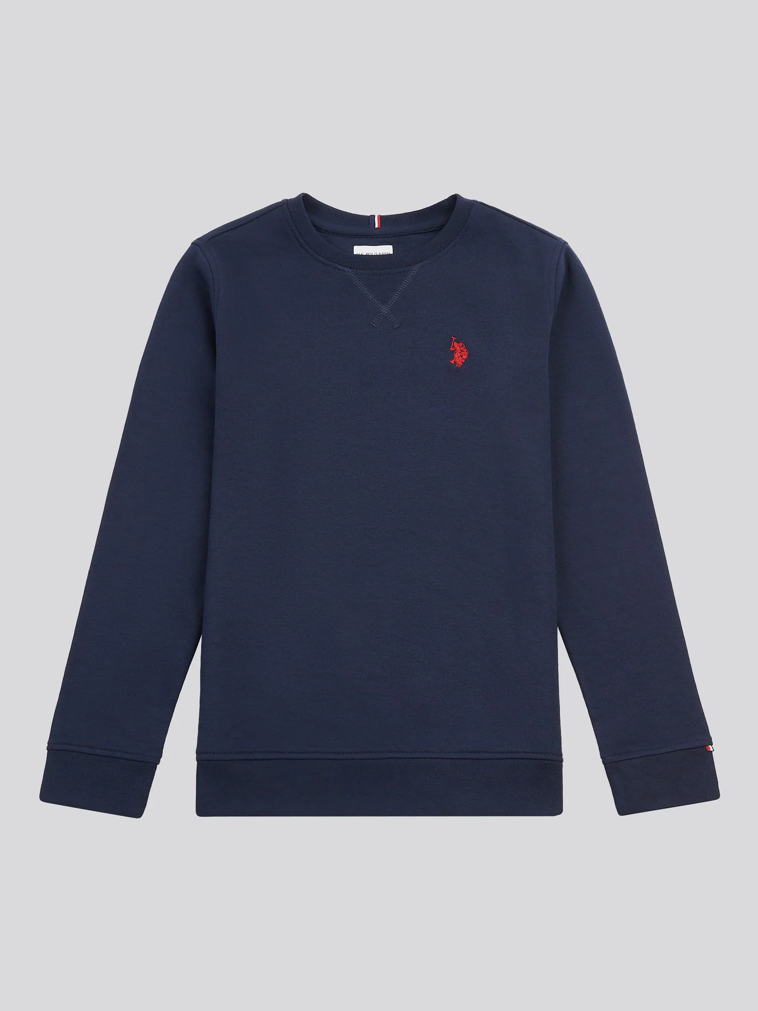 Boys Double Horsemen Crew in Dark Sapphire Navy / Haute Red DHM - Image 6