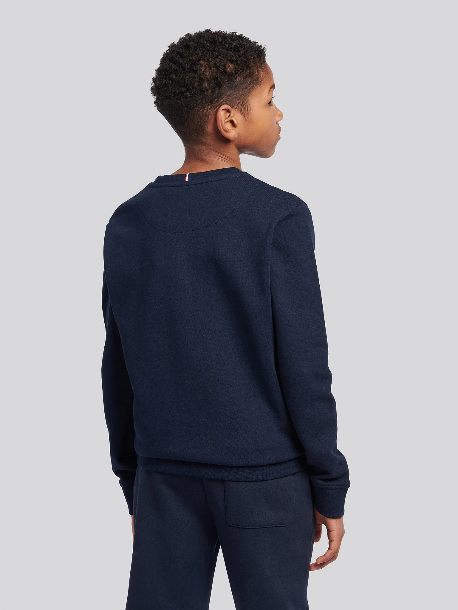 Boys Double Horsemen Crew in Dark Sapphire Navy / Haute Red DHM - Image 4