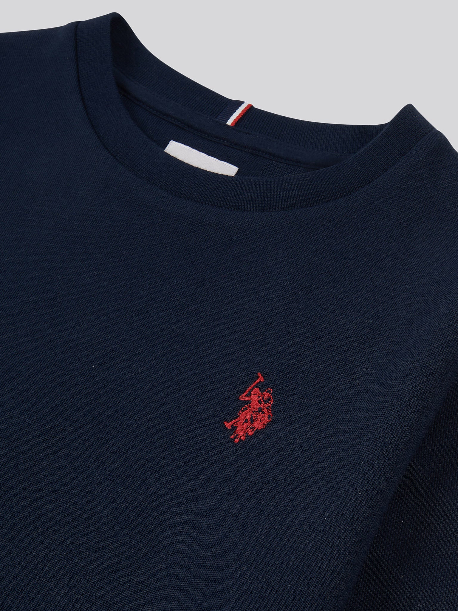 Boys Double Horsemen Crew in Dark Sapphire Navy / Haute Red DHM - Image 7