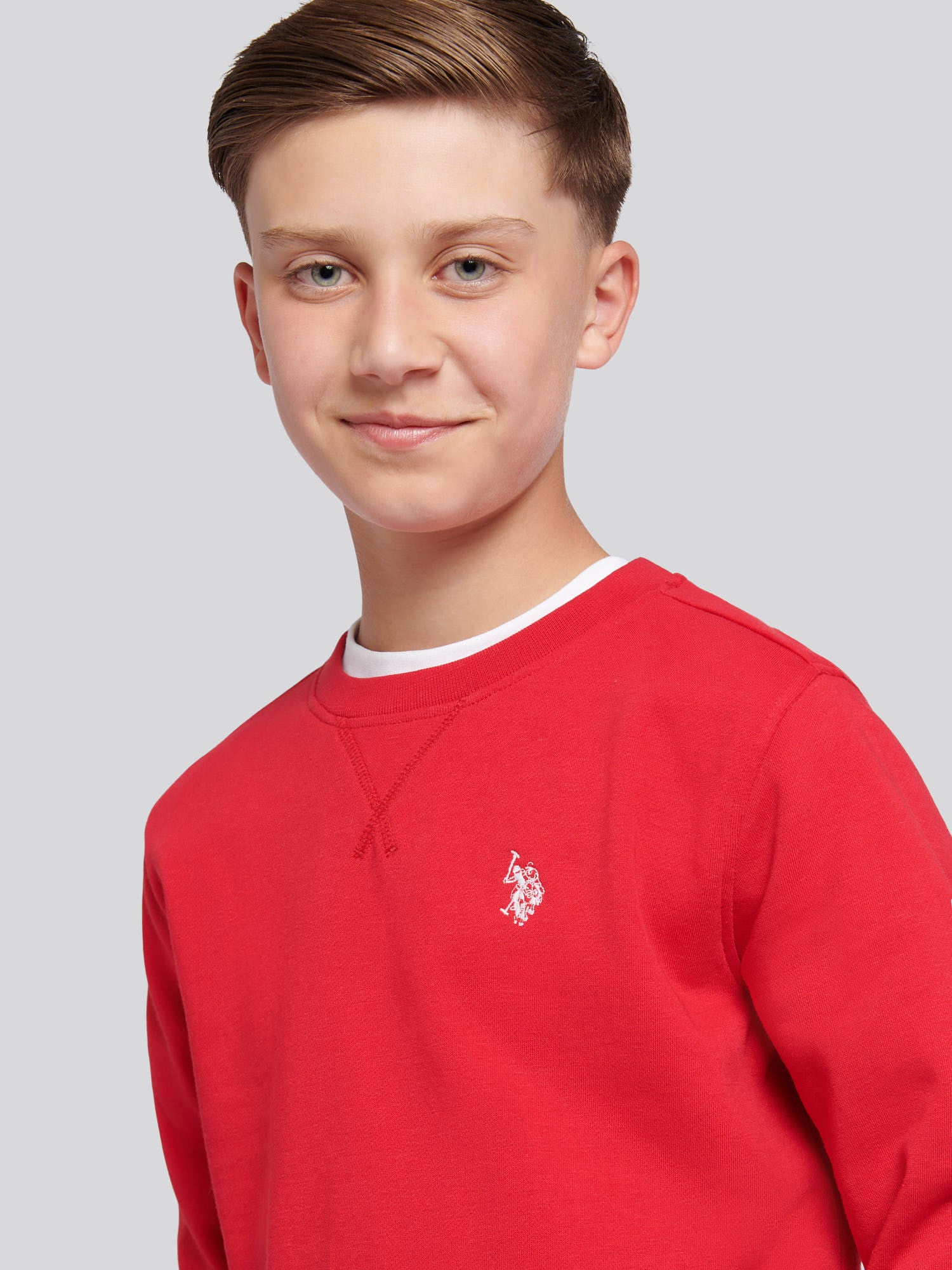 Boys Double Horsemen Crew in Haute Red - Image 2