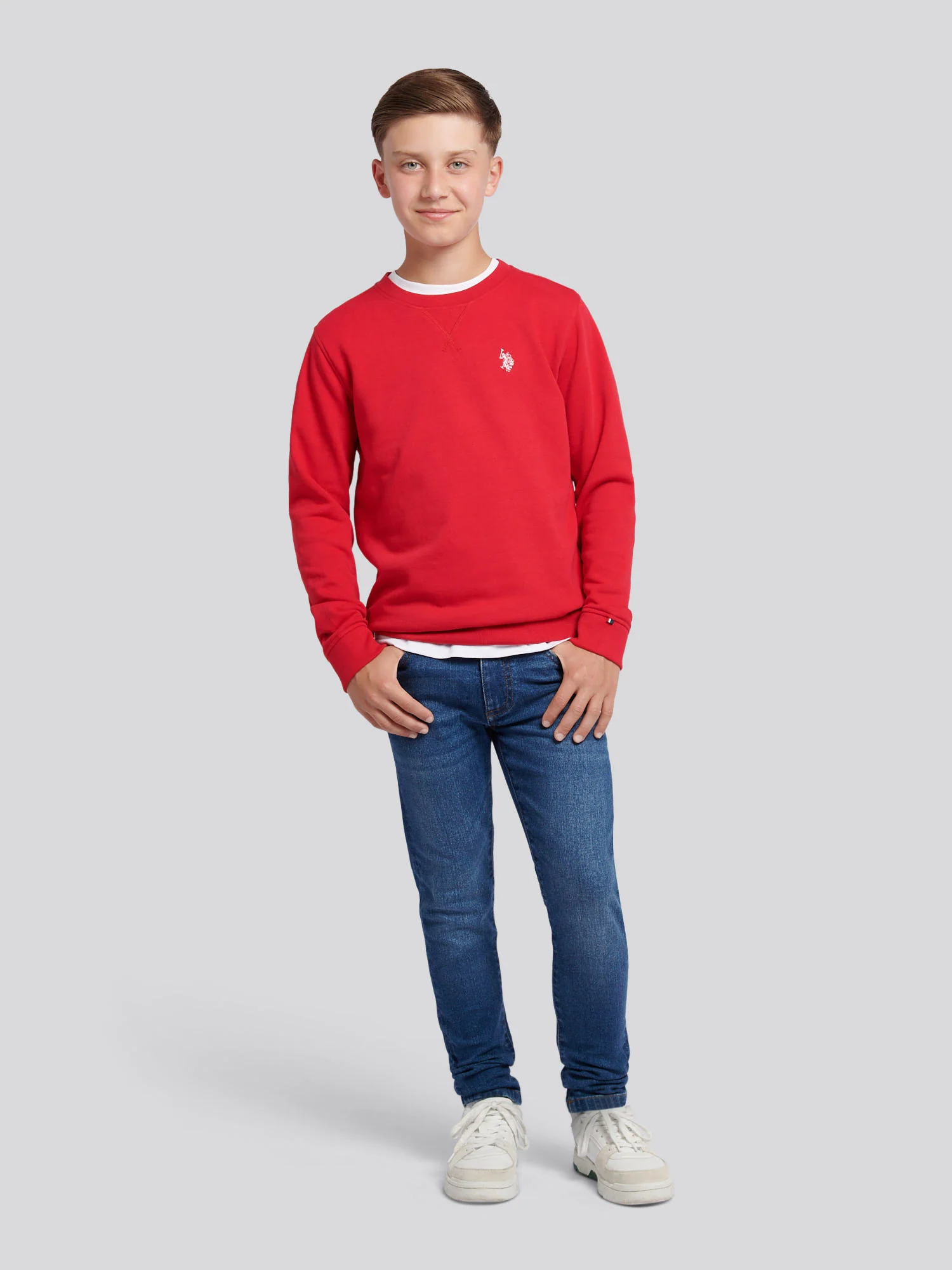 Boys Double Horsemen Crew in Haute Red - Image 3