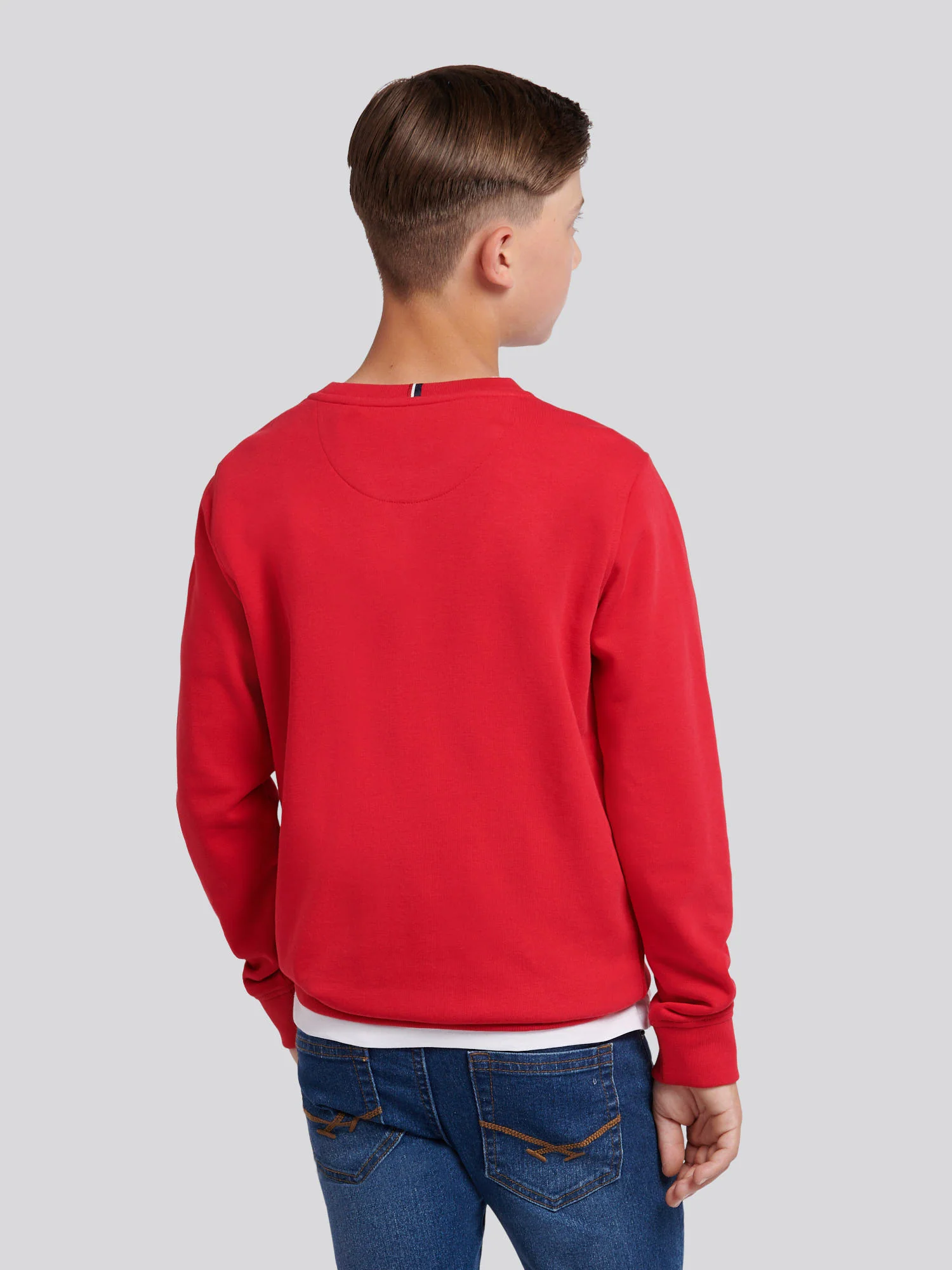 Boys Double Horsemen Crew in Haute Red - Image 4