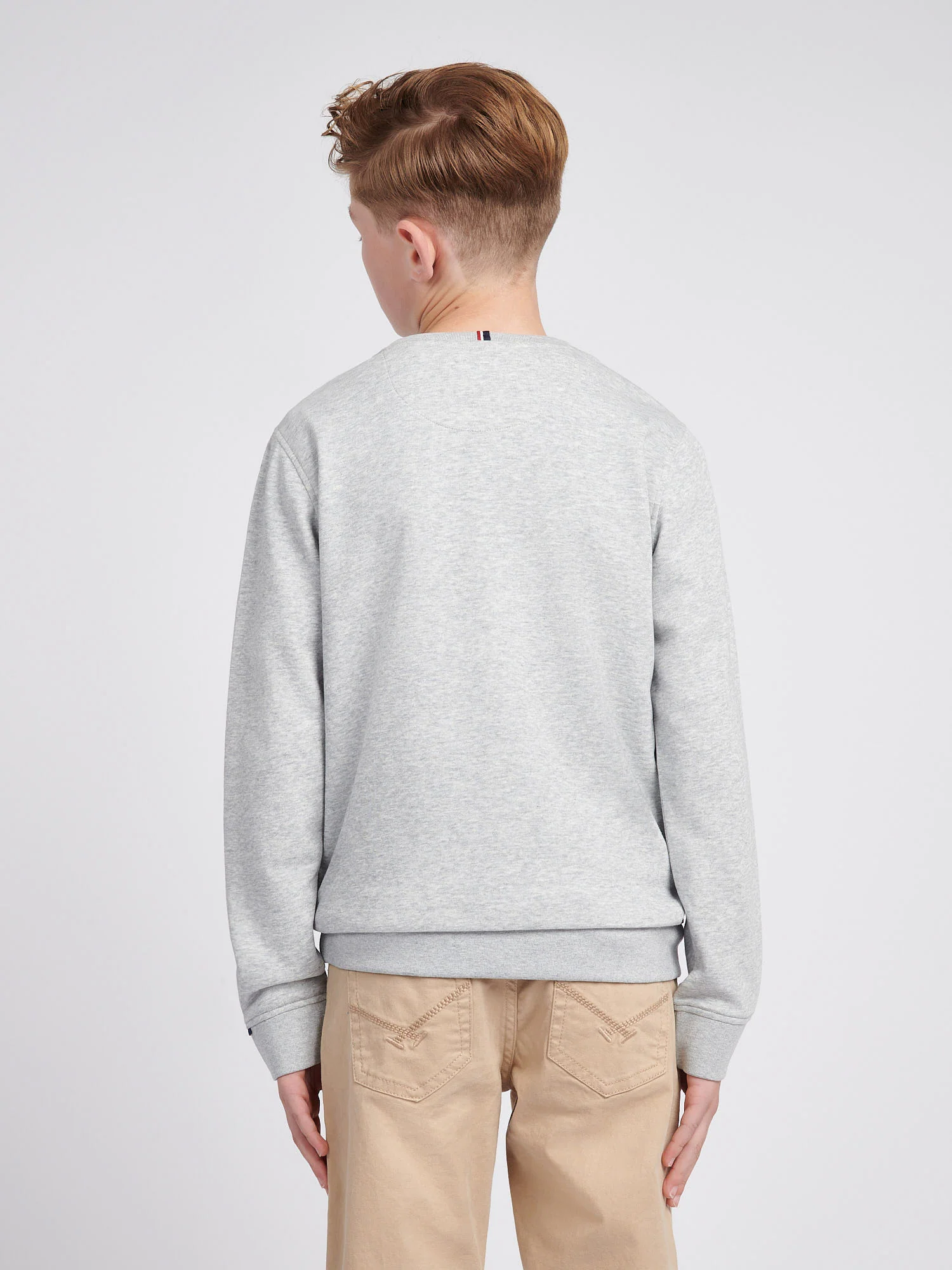 Boys Double Horsemen Crew in Mid Grey Marl - Image 4