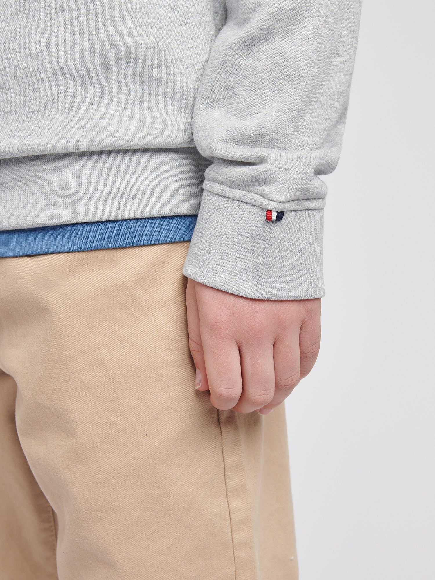 Boys Double Horsemen Crew in Mid Grey Marl - Image 6