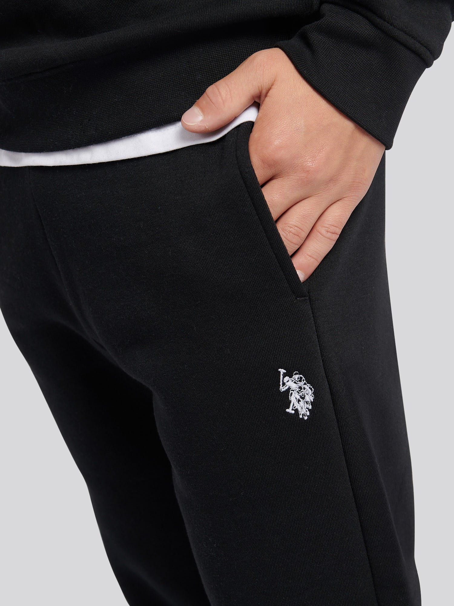 Boys Double Horsemen Crew & Jogger Set in Black Bright White DHM - Image 6