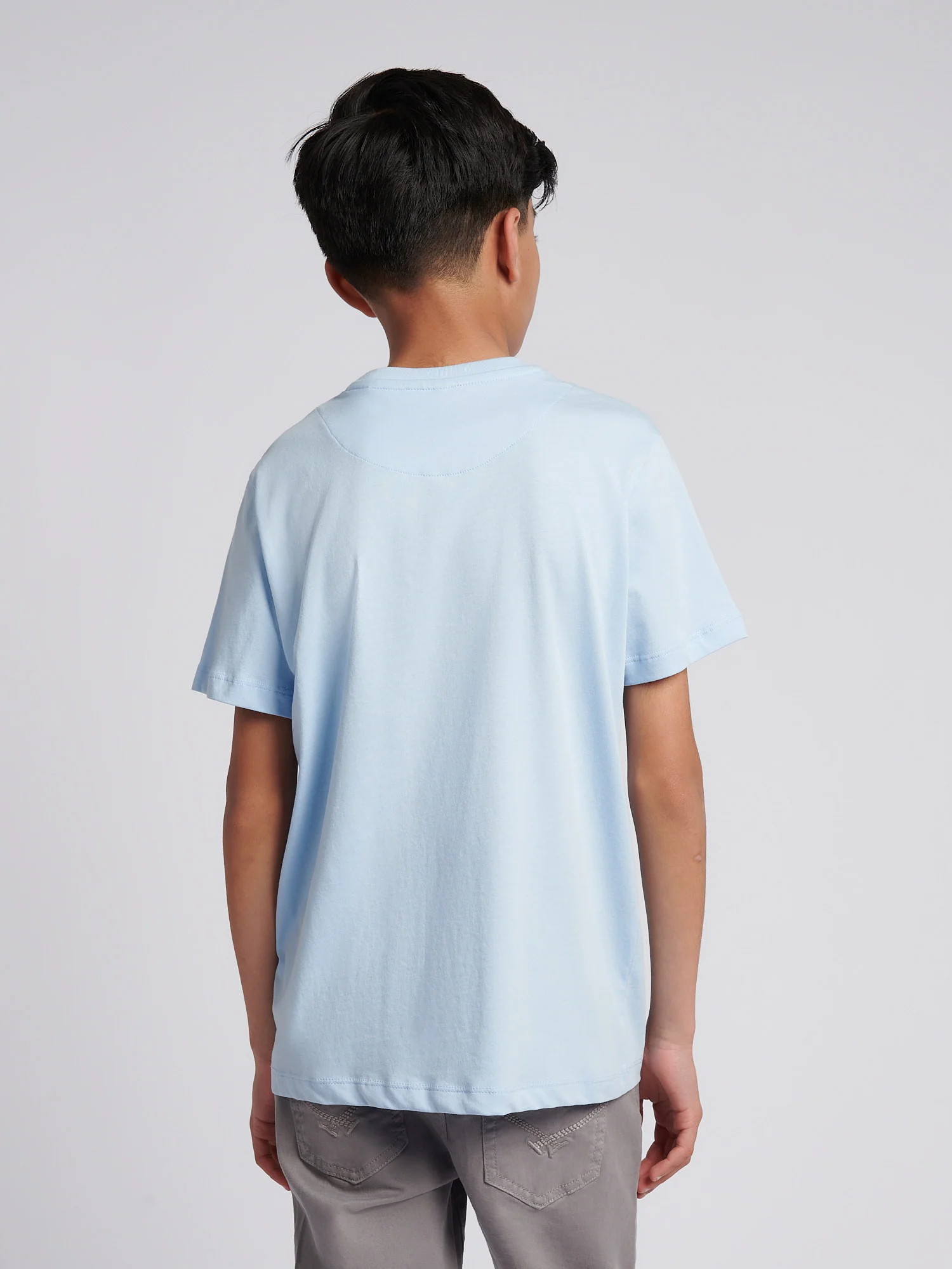 Boys Double Horsemen Graphic T-Shirt in Chambray Blue - Image 4
