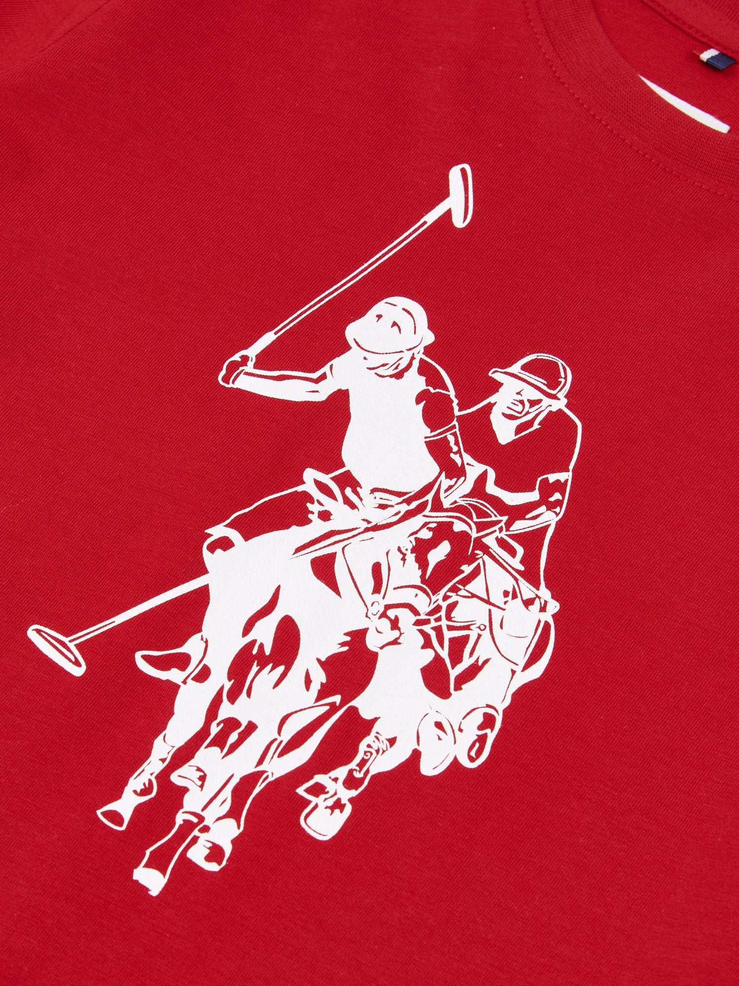 Boys Double Horsemen Graphic T-Shirt in Haute Red - Image 3