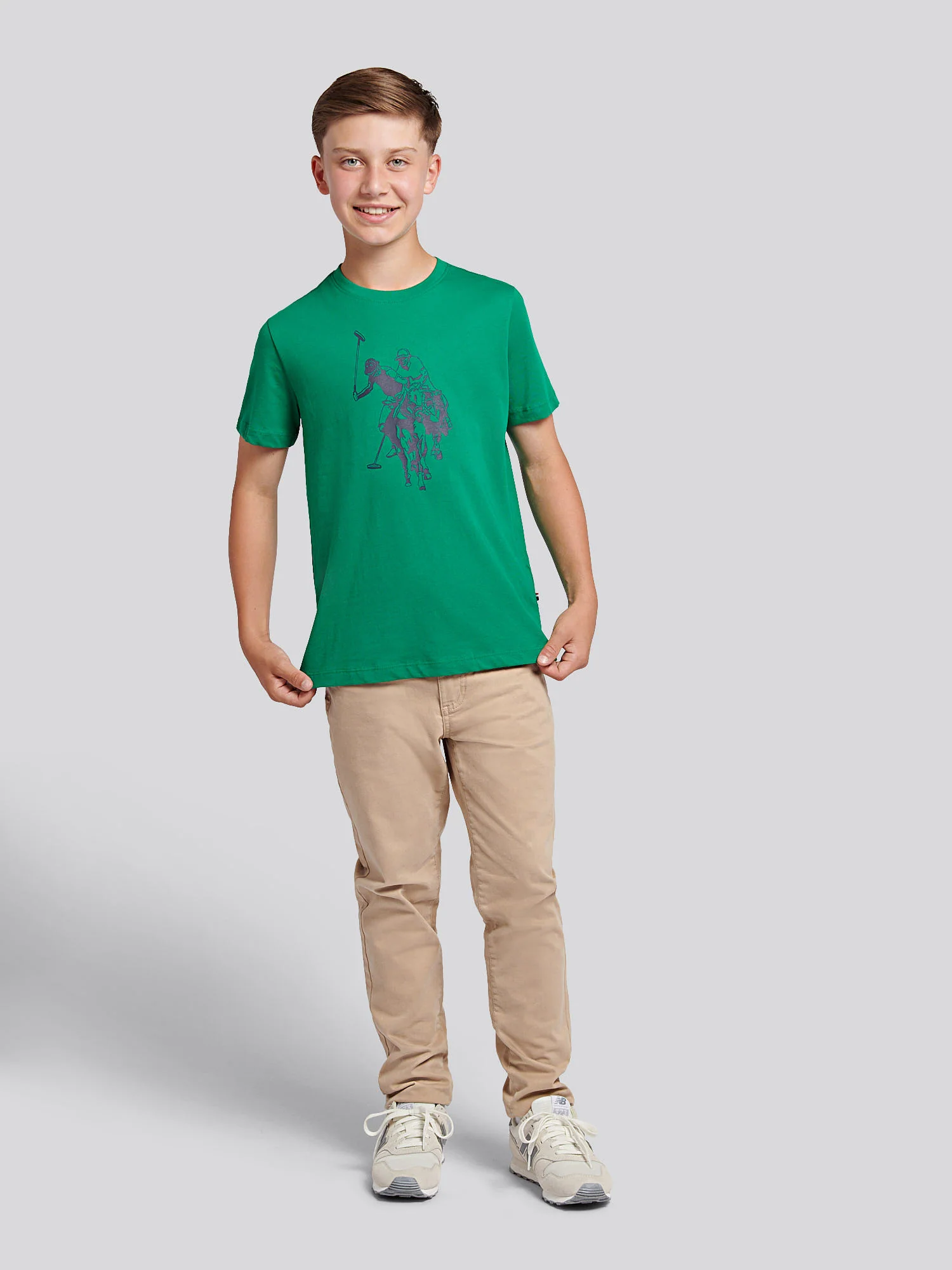 Boys Double Horsemen Graphic T-Shirt in Lush Meadow - Image 3