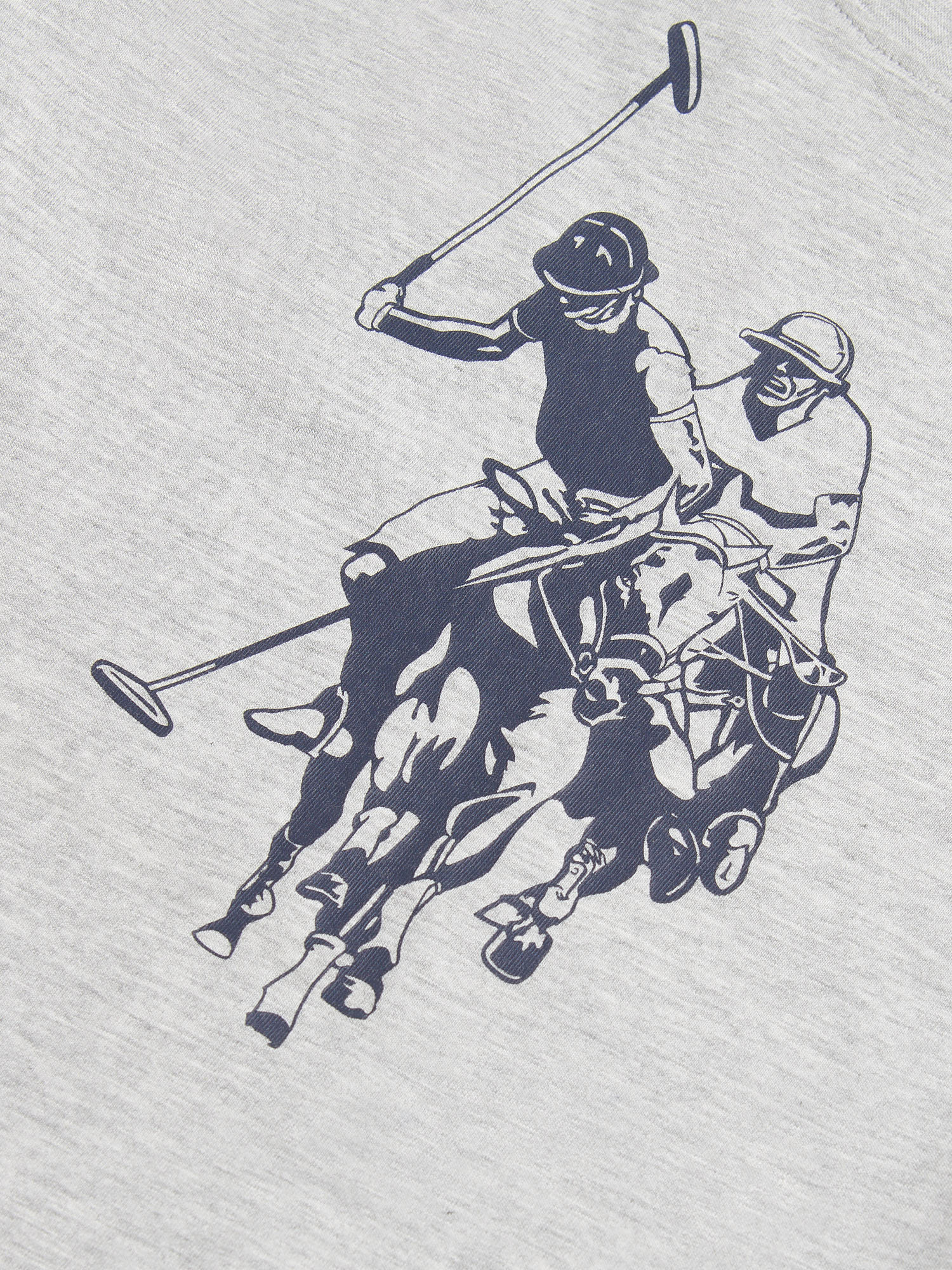 Boys Double Horsemen Graphic T-Shirt in Mid Grey Marl - Image 3