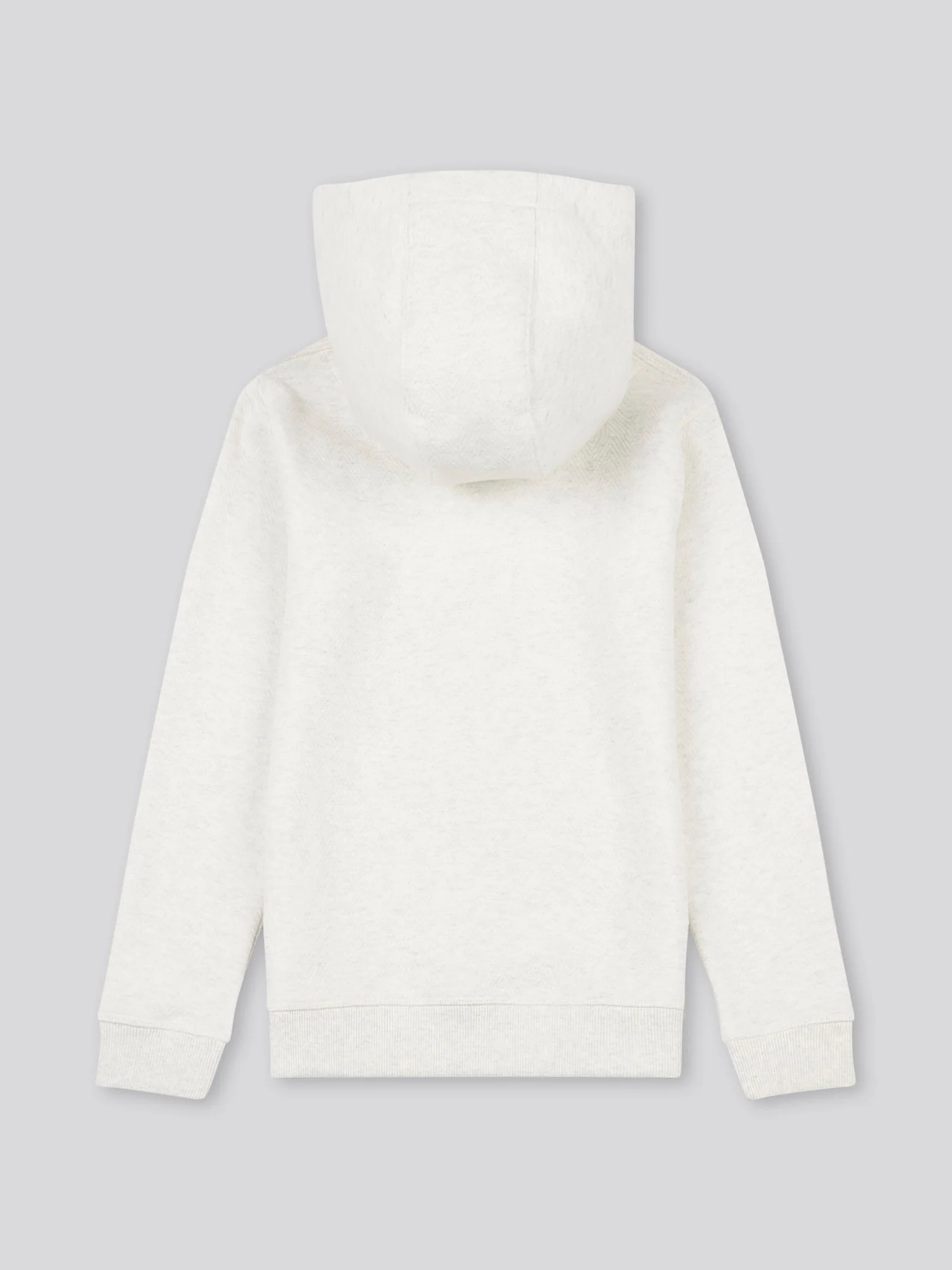 Boys Double Horsemen Herringbone Hoodie in Light Grey Marl - Image 6
