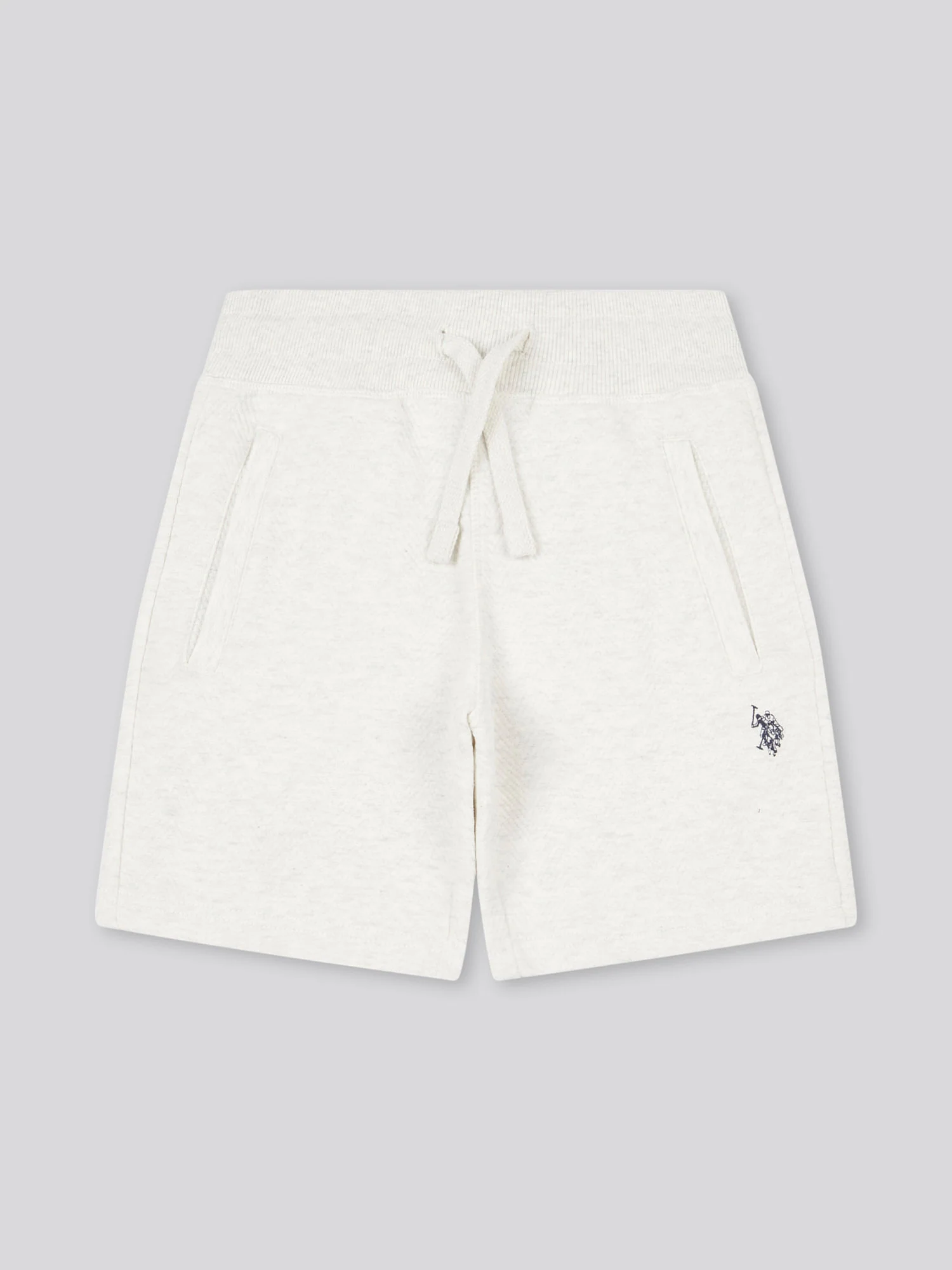 Boys Double Horsemen Herringbone Sweat Short in Light Grey Marl - Image 5