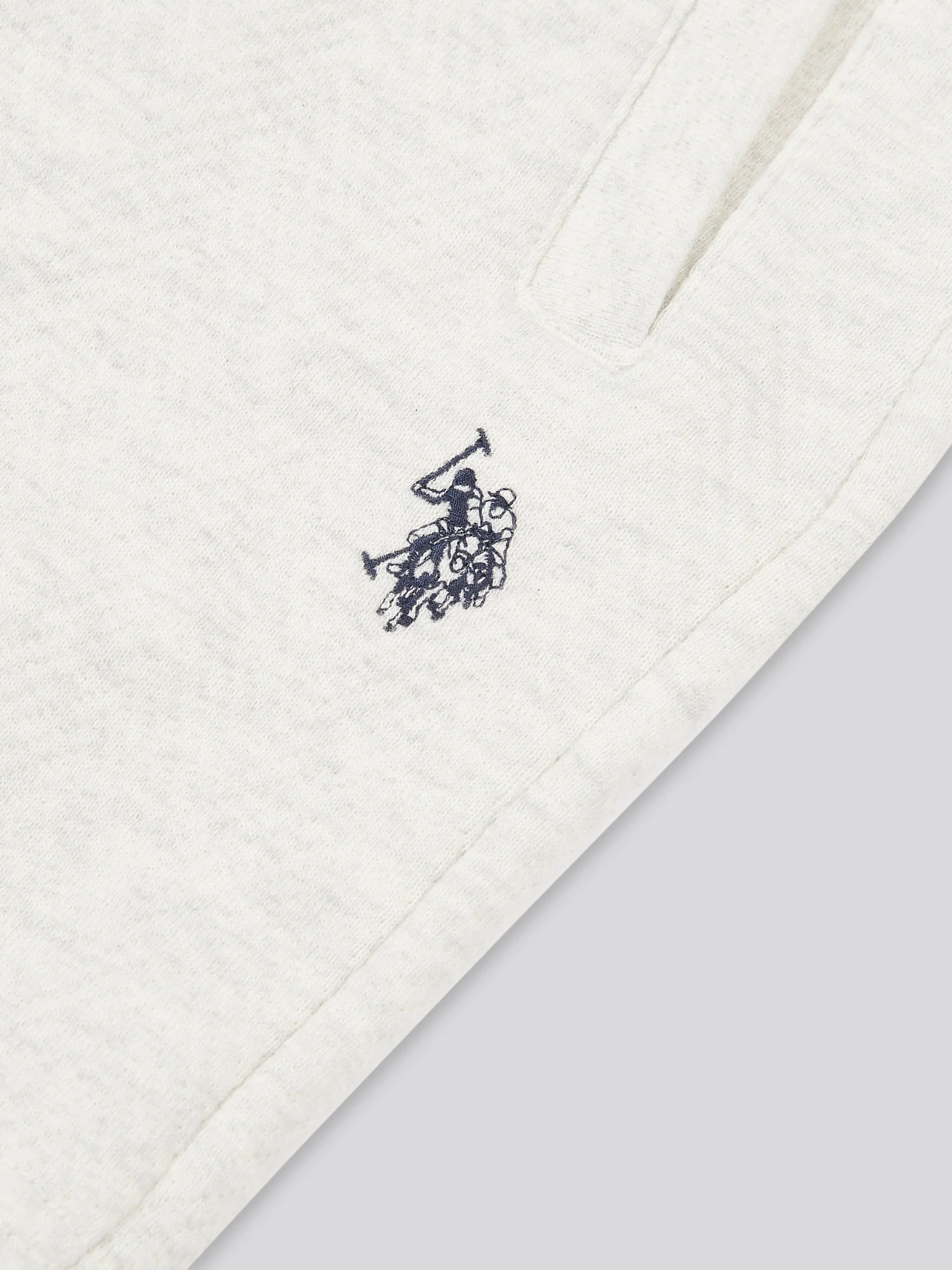 Boys Double Horsemen Herringbone Sweat Short in Light Grey Marl - Image 7