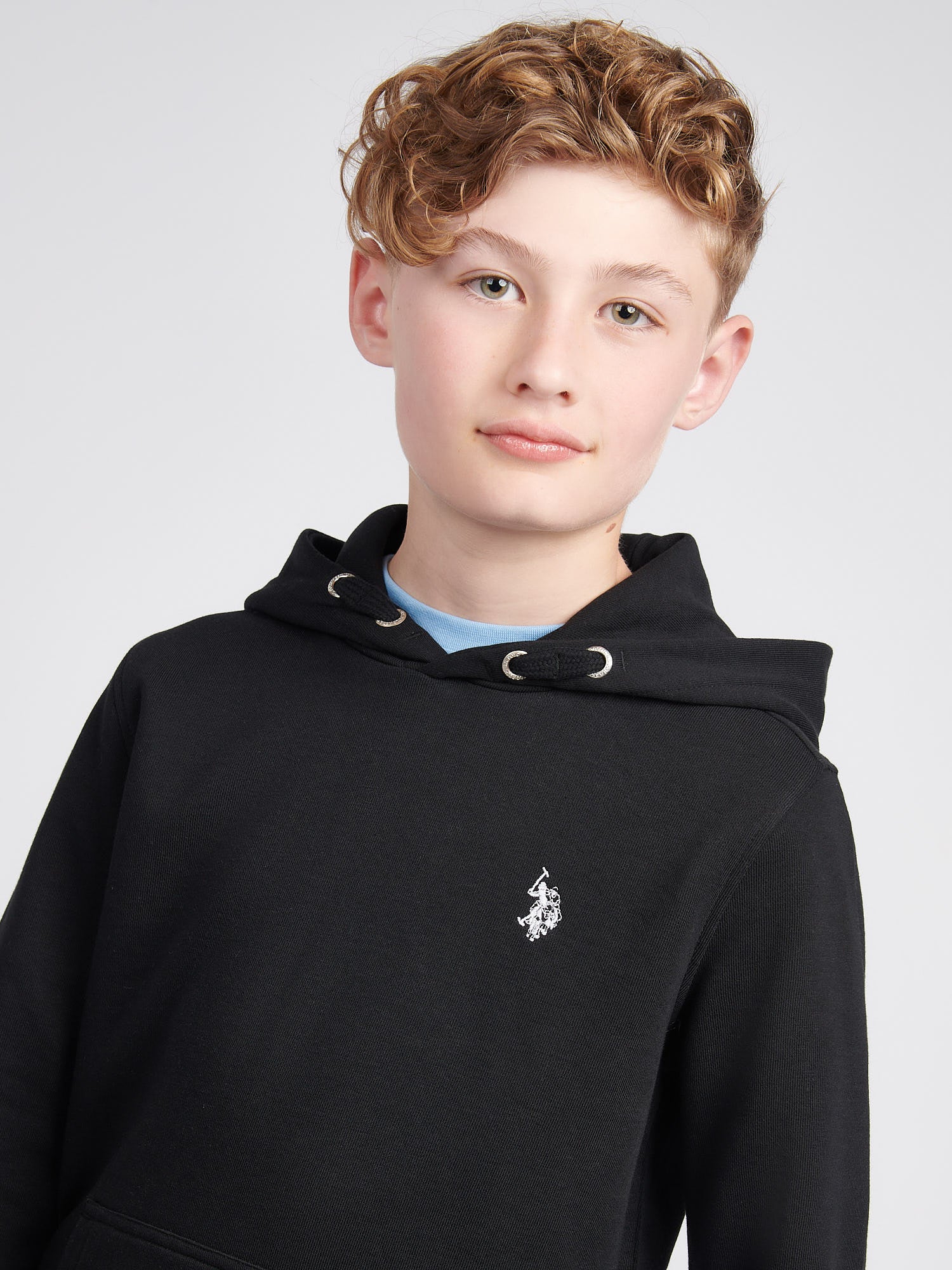 Boys Double Horsemen Hoodie Black Bright White DHM - Image 2
