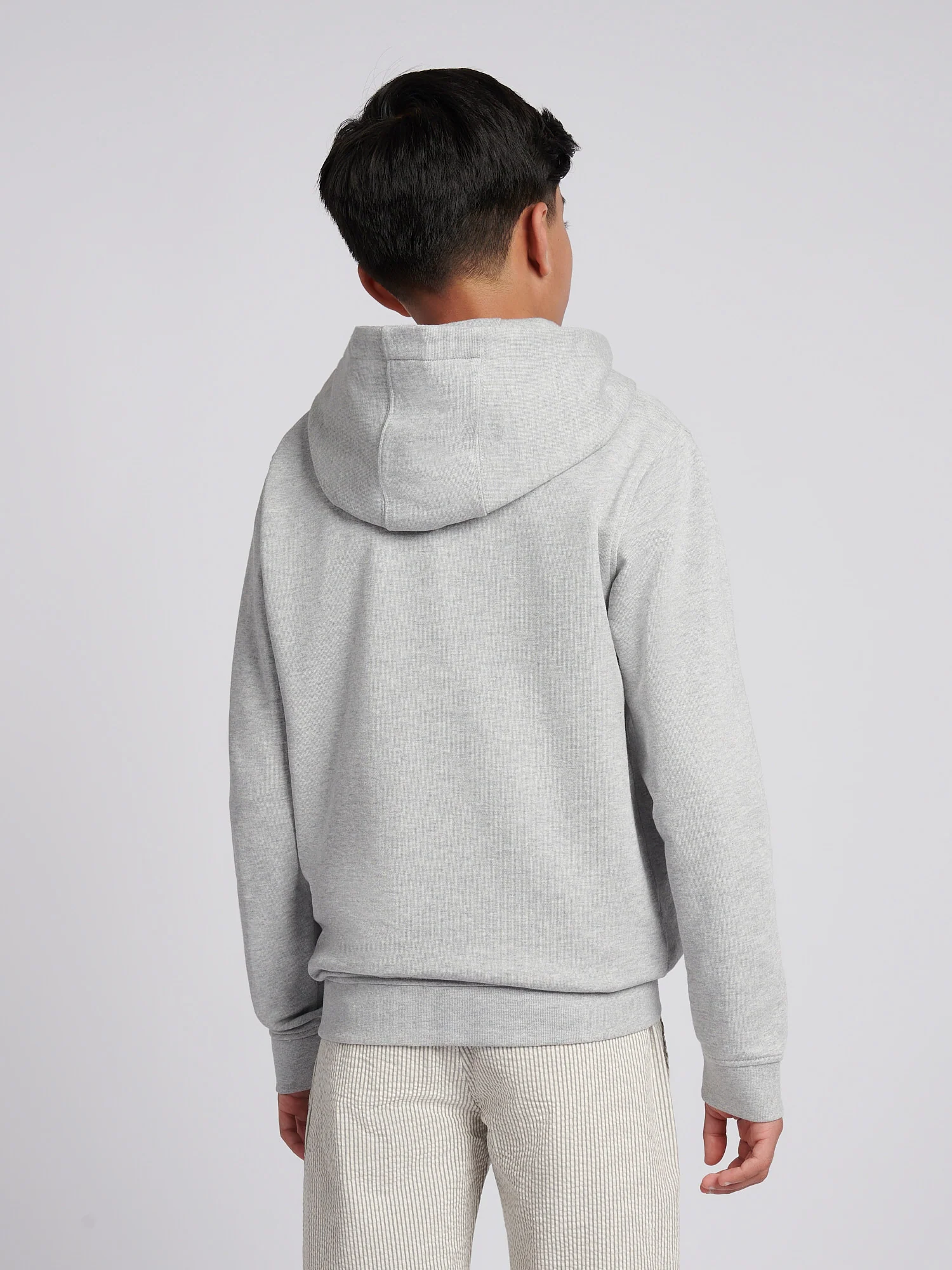Boys Double Horsemen Hoodie Mid Grey Marl - Image 4