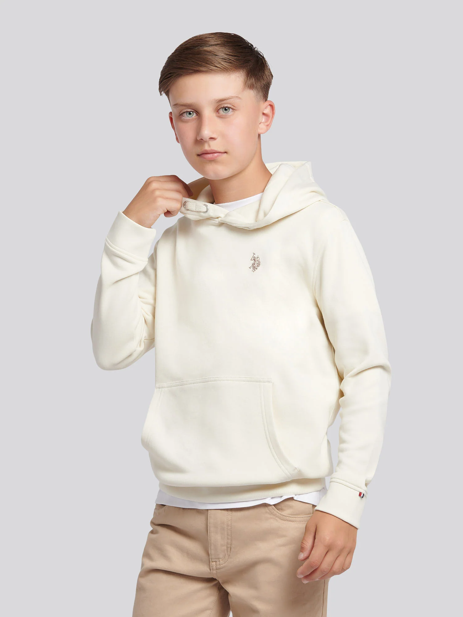 Boys Double Horsemen Hoodie Whisper White