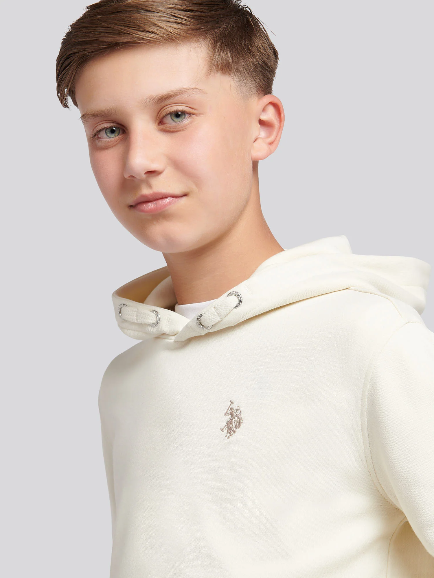 Boys Double Horsemen Hoodie Whisper White - Image 2