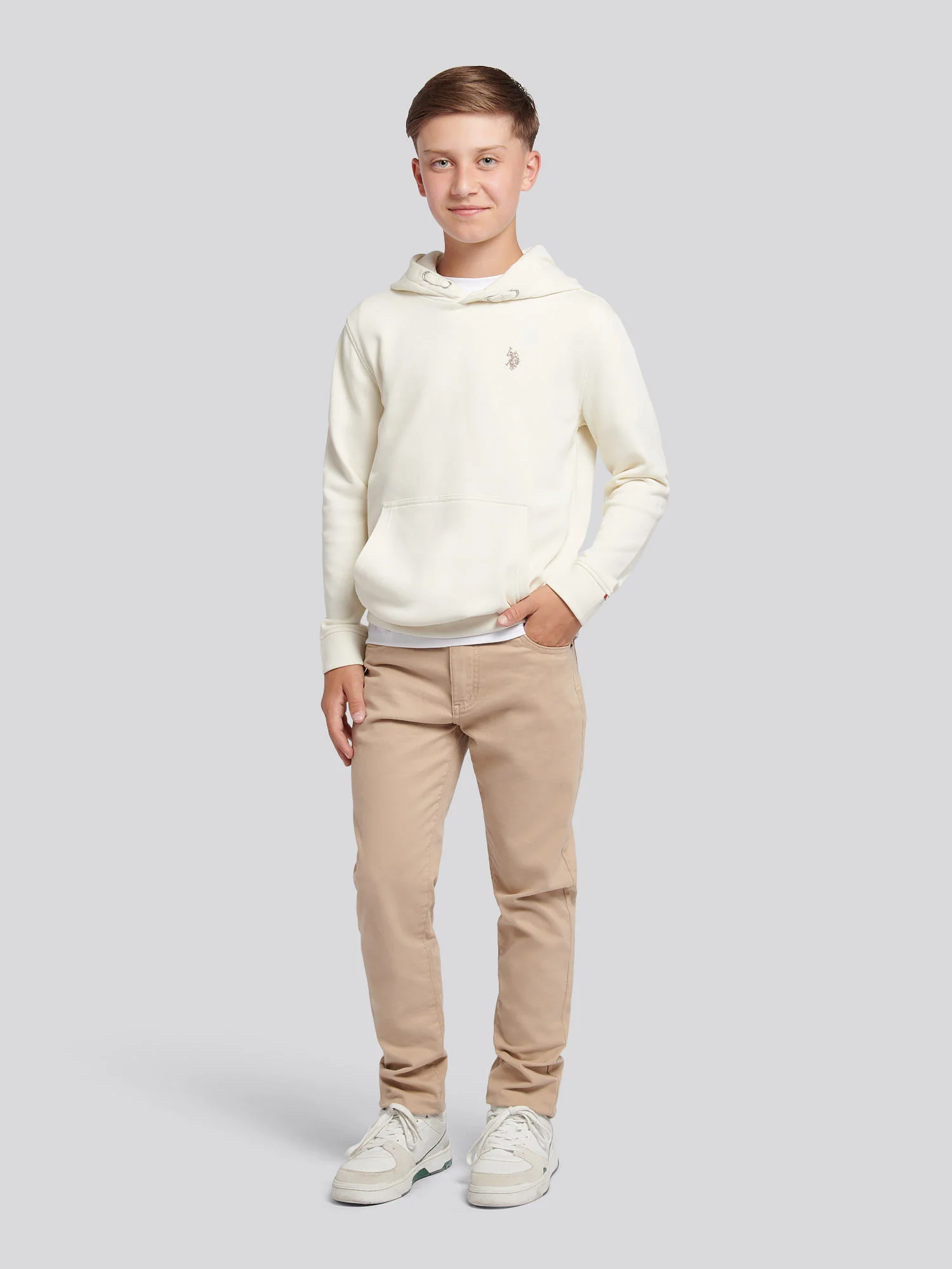 Boys Double Horsemen Hoodie Whisper White - Image 3