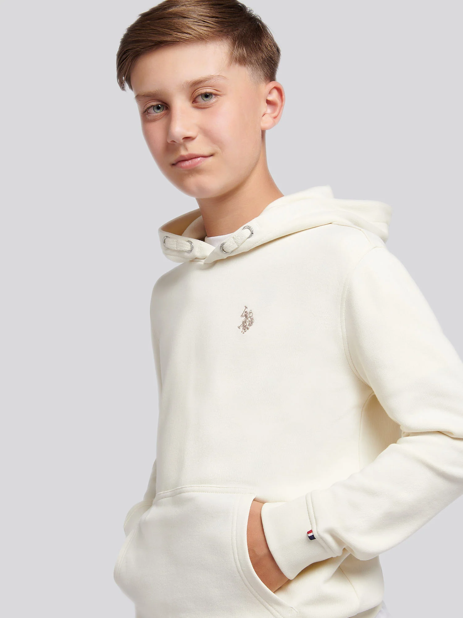 Boys Double Horsemen Hoodie Whisper White - Image 5