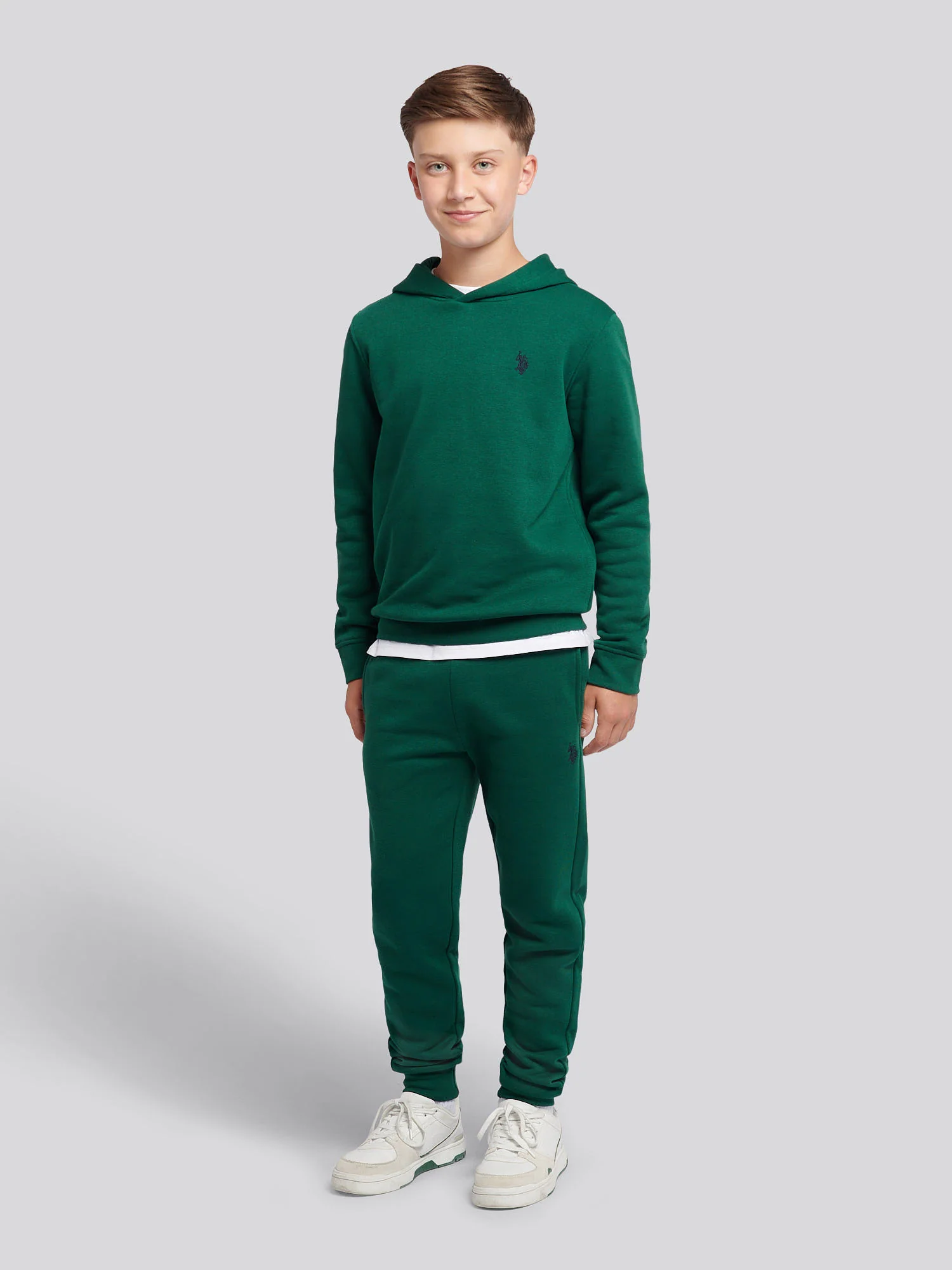 Boys Double Horsemen Hoodie & Jogger Set in Rain Forest
