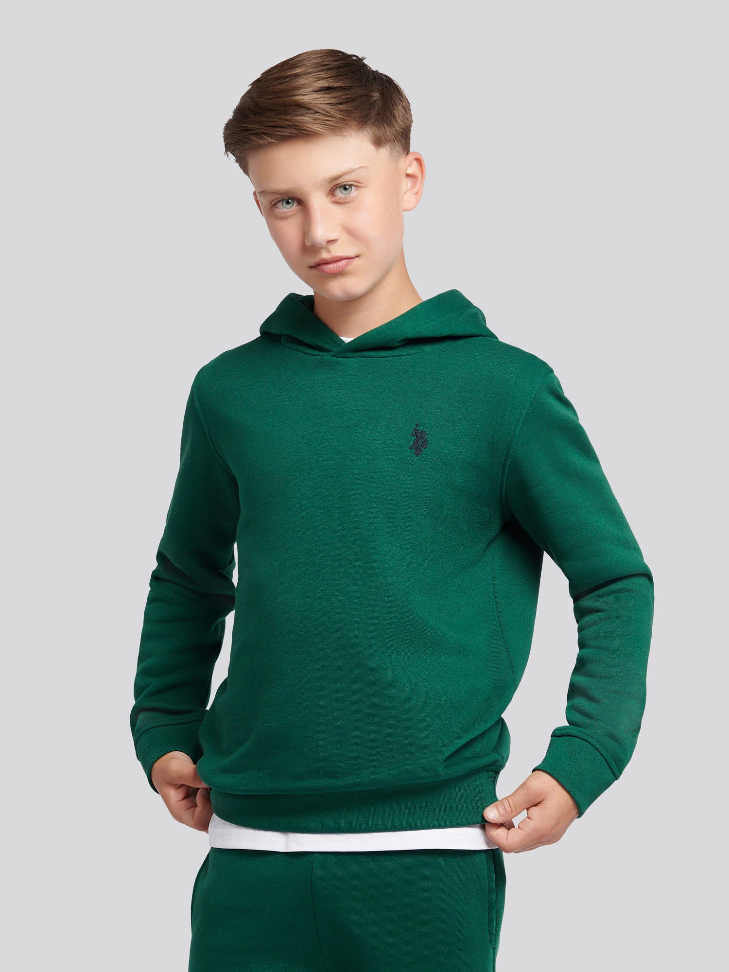 Boys Double Horsemen Hoodie & Jogger Set in Rain Forest - Image 3