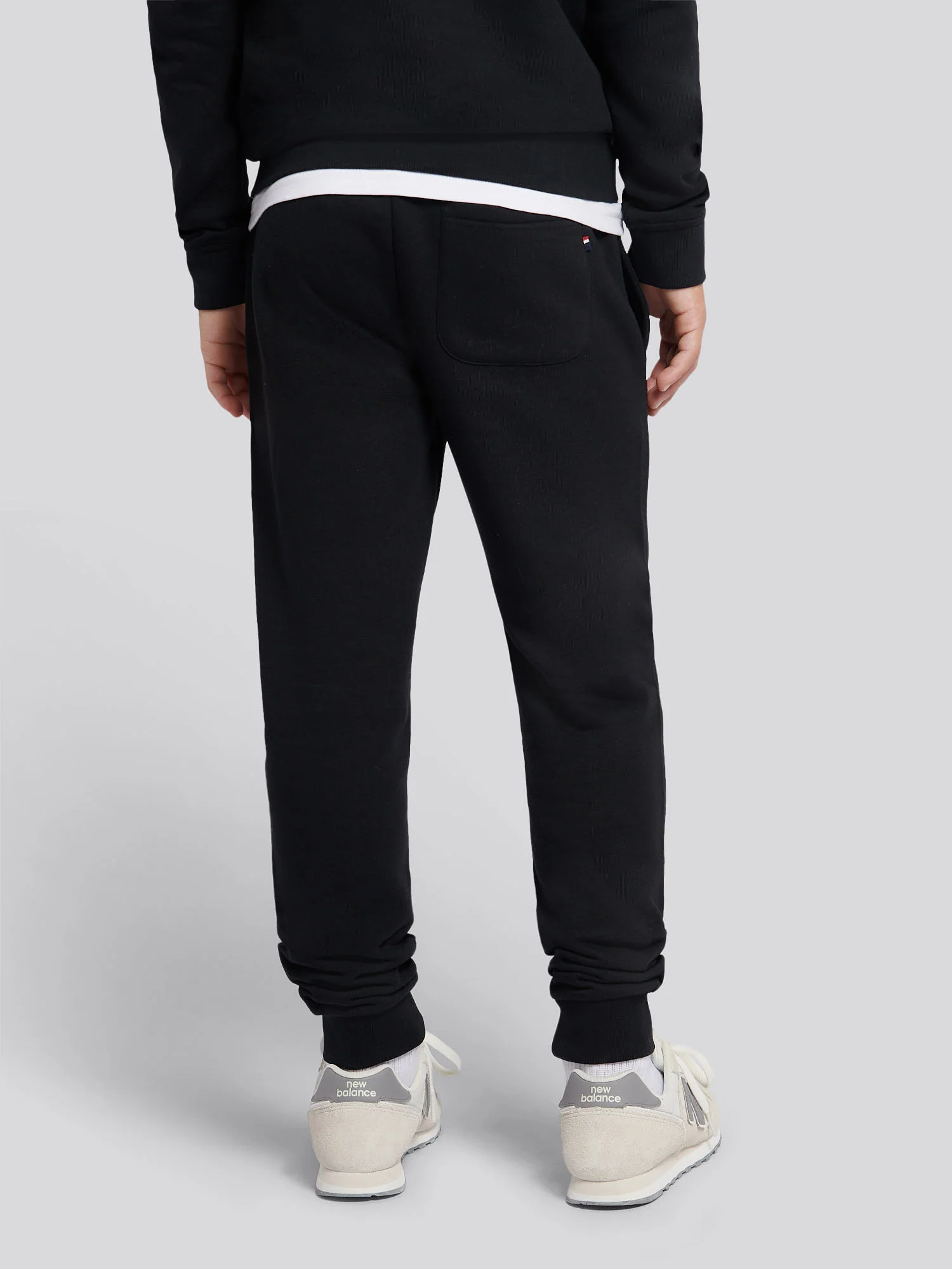 Boys Double Horsemen Jogger in Black Bright White DHM - Image 4