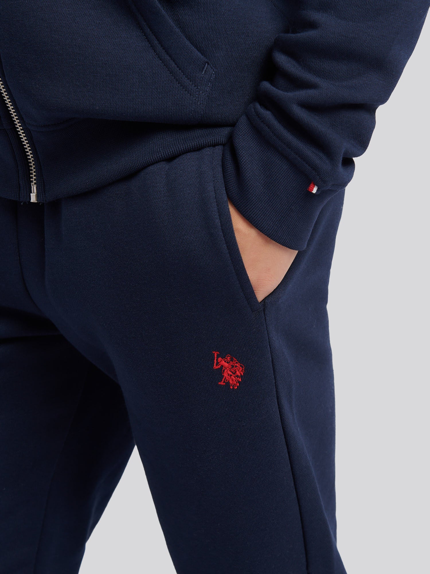 Boys Double Horsemen Jogger in Dark Sapphire Navy / Haute Red DHM - Image 2
