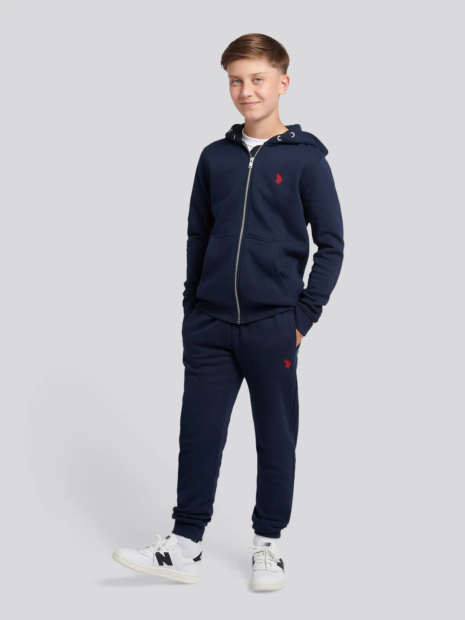 Boys Double Horsemen Jogger in Dark Sapphire Navy / Haute Red DHM - Image 3