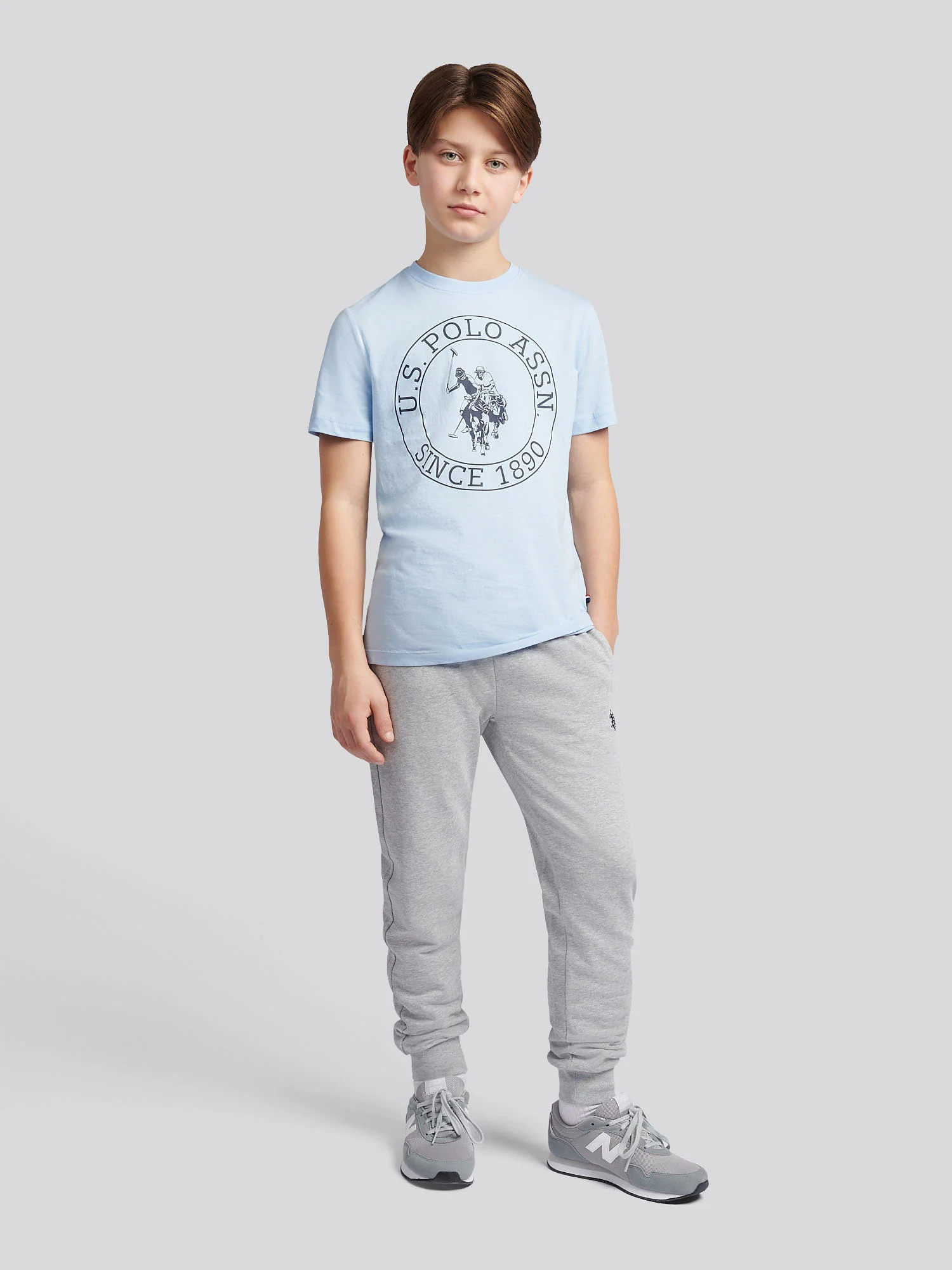 Boys Double Horsemen Jogger in Mid Grey Marl - Image 3