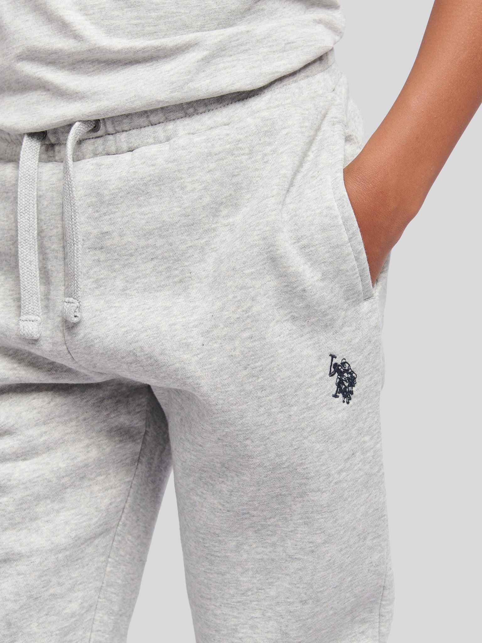 Boys Double Horsemen Joggers in Mid Grey Marl - Image 2