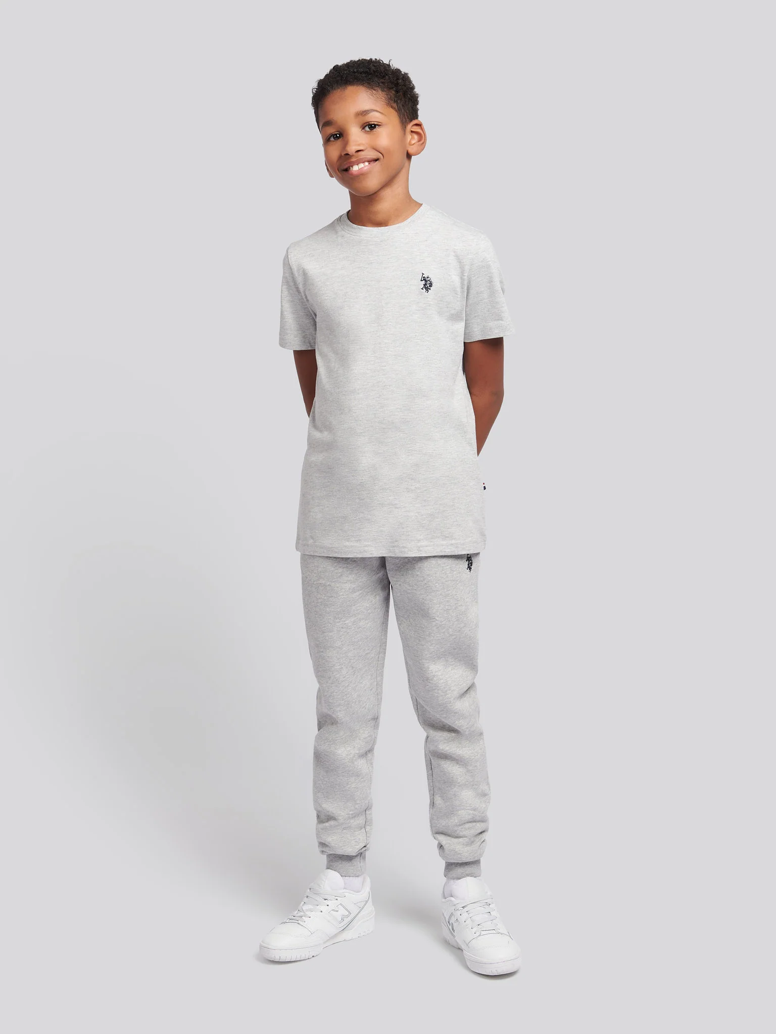 Boys Double Horsemen Joggers in Mid Grey Marl - Image 3