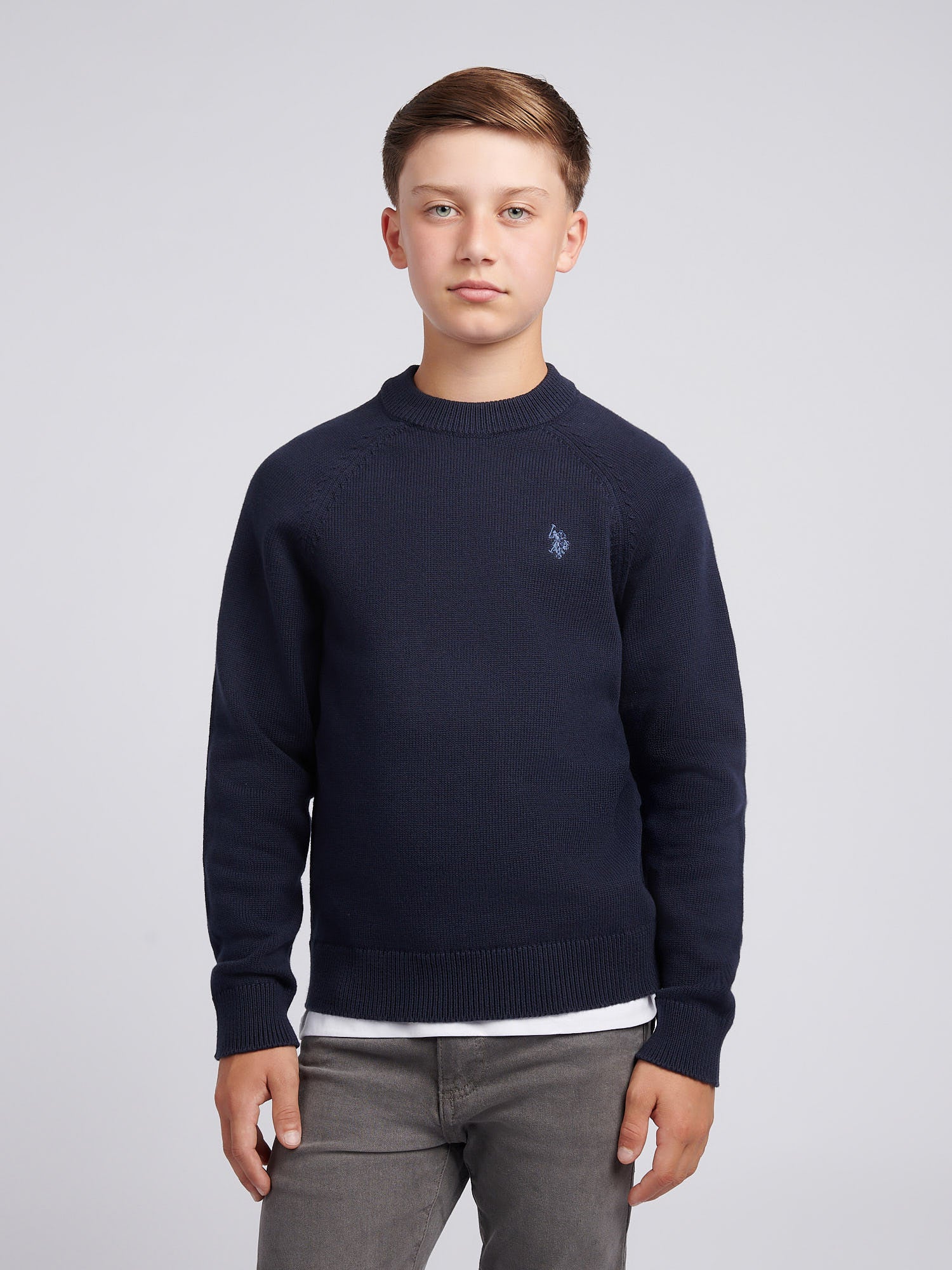 Boys Double Horsemen Knit ¼ Zip in Dark Sapphire Navy