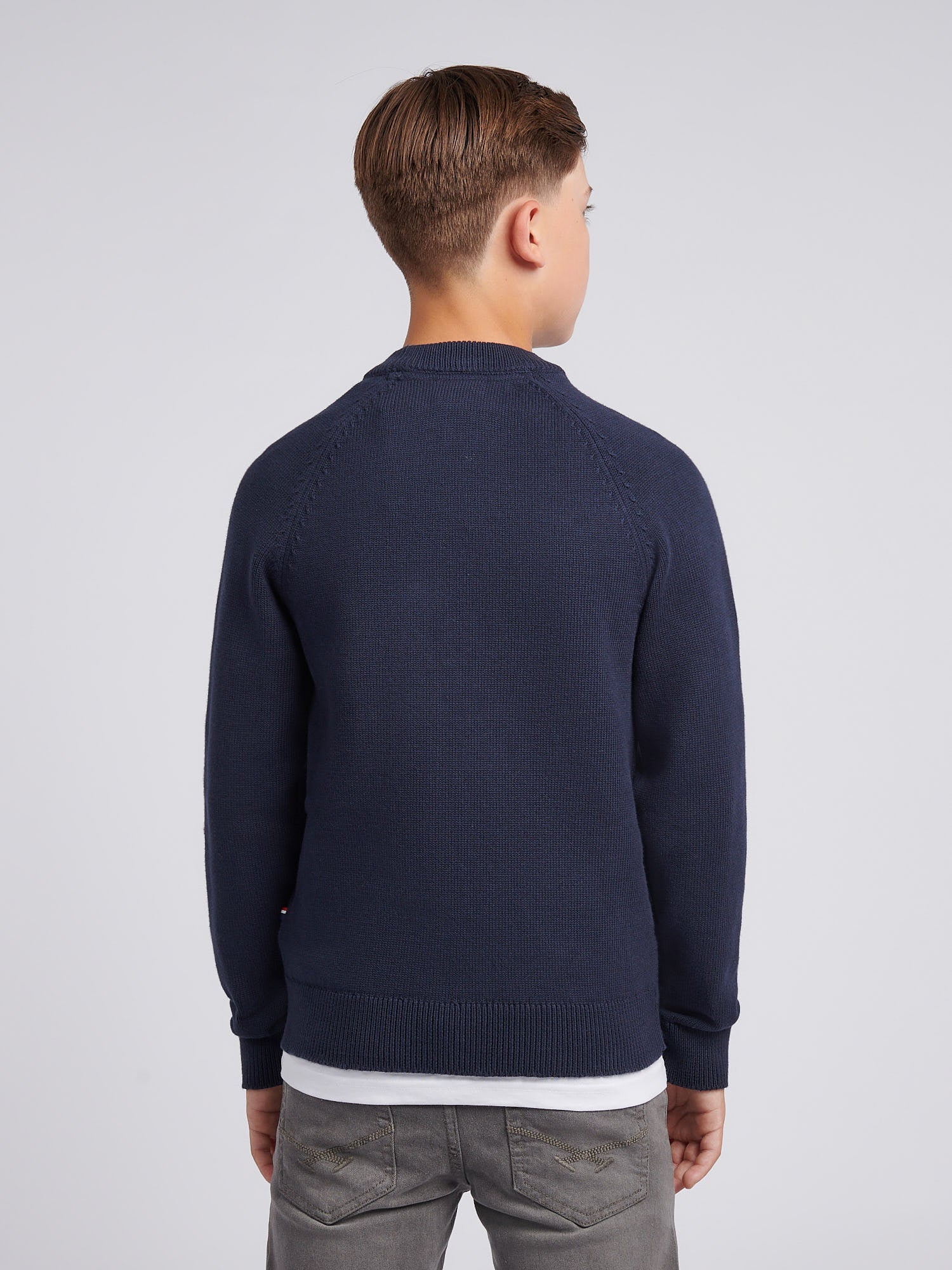 Boys Double Horsemen Knit ¼ Zip in Dark Sapphire Navy - Image 4