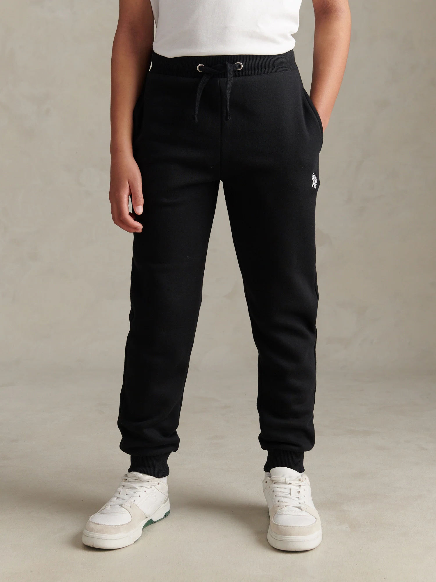 Boys Double Horsemen Loopback Jogger Black Bright White DHM